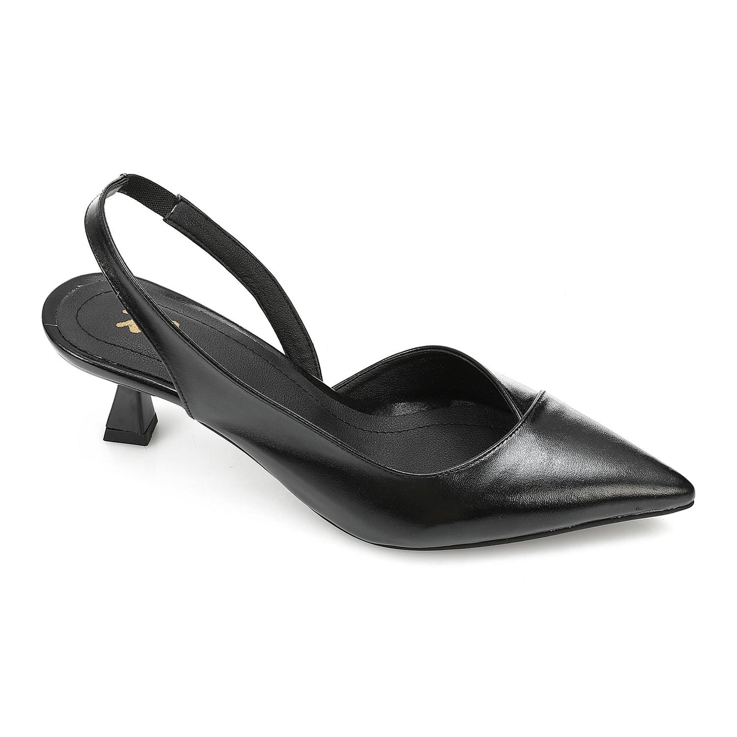 Leather Solid Slingback Pumps – Black