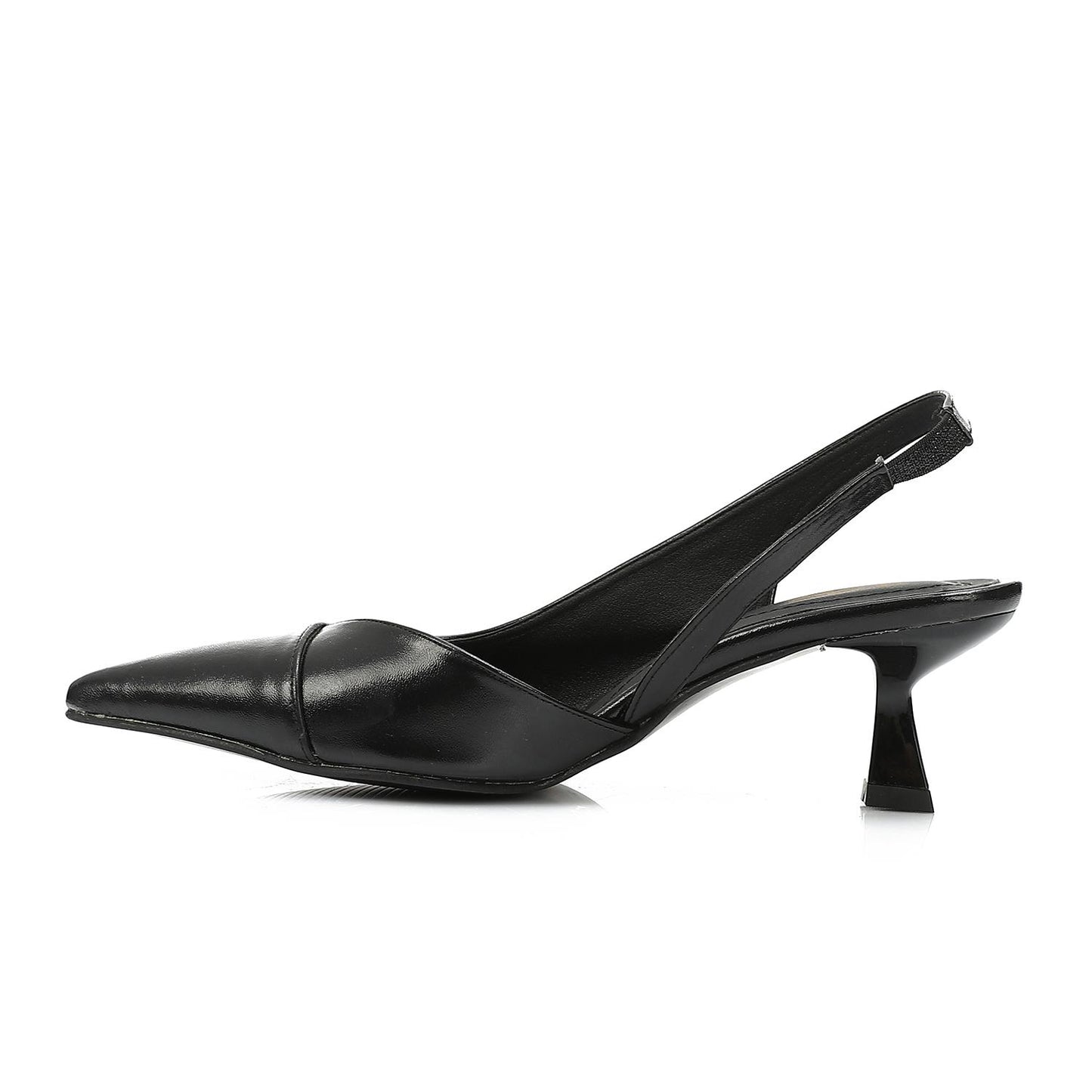 Leather Solid Slingback Pumps – Black