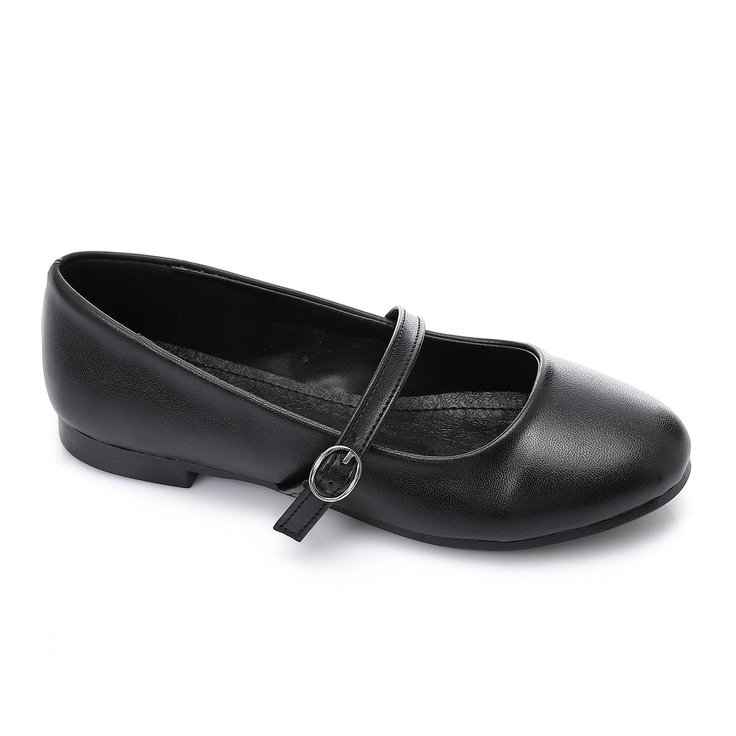 Minimal Strap Buckle Flat Shoes – Black