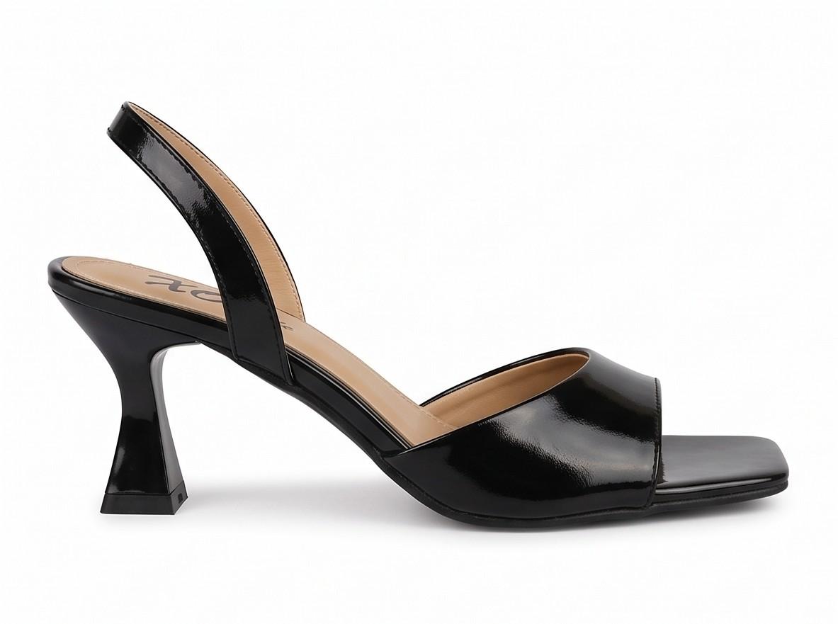 Patent Leather Slingback Heel Sandals – Black