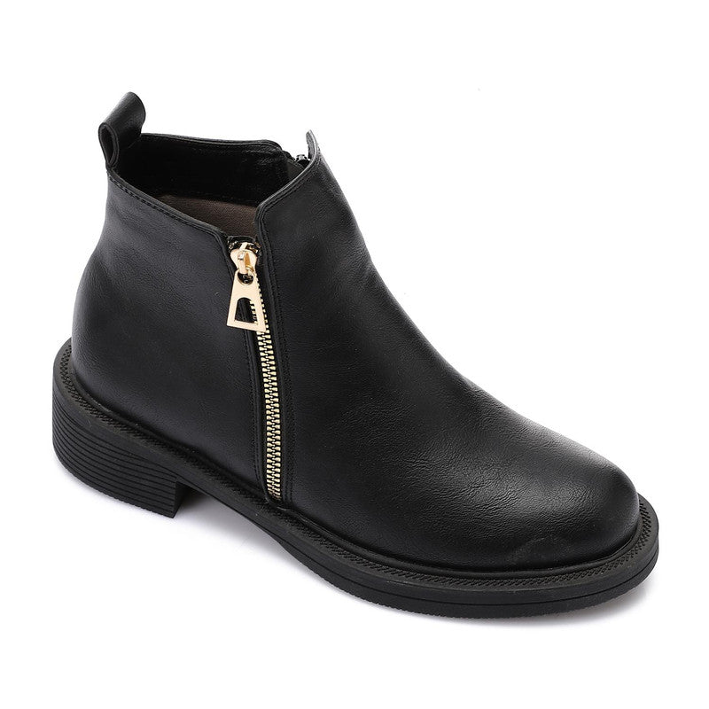 Minimal Zip Comfort Ankle Boots – Black