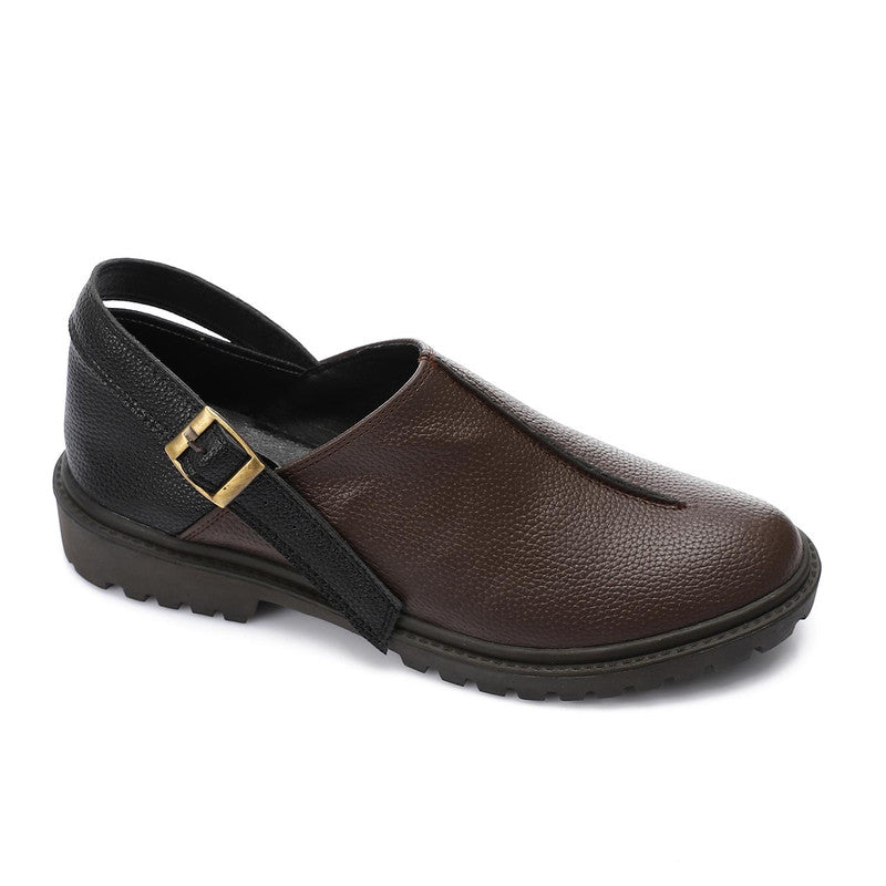 Two-Tone Buckle Strap Loafers – Brown & Black