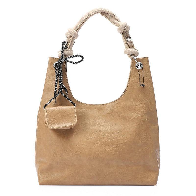 Soft Hobo Pouch-Detail Shoulder Bag – Café