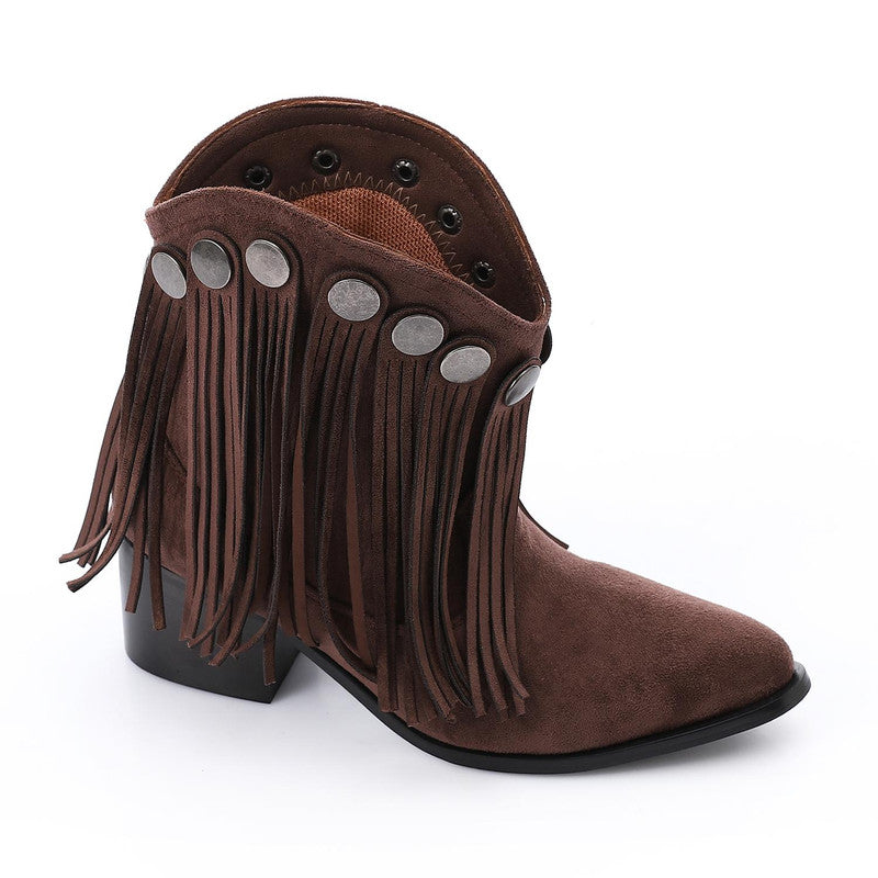 Western Detachable Fringe Boot – Brown