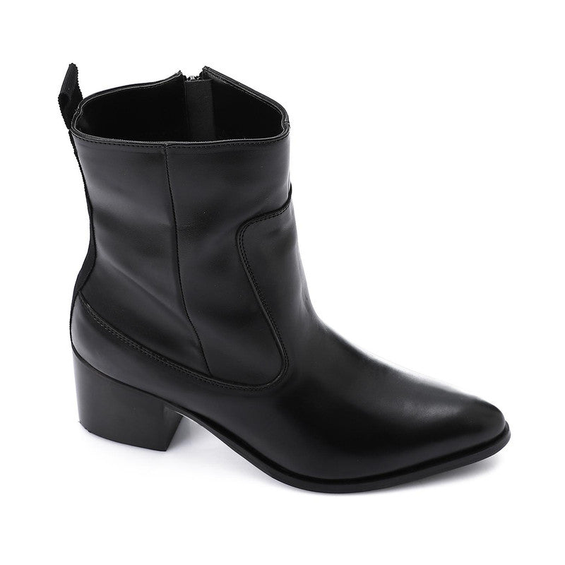Classic Block Heel Ankle Boots – Black