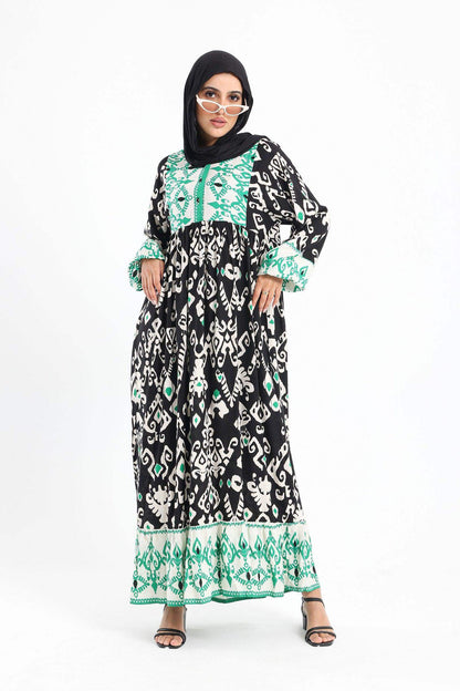 Half Placket Printed Dress - Carina - ÙƒØ§Ø±ÙŠÙ†Ø§