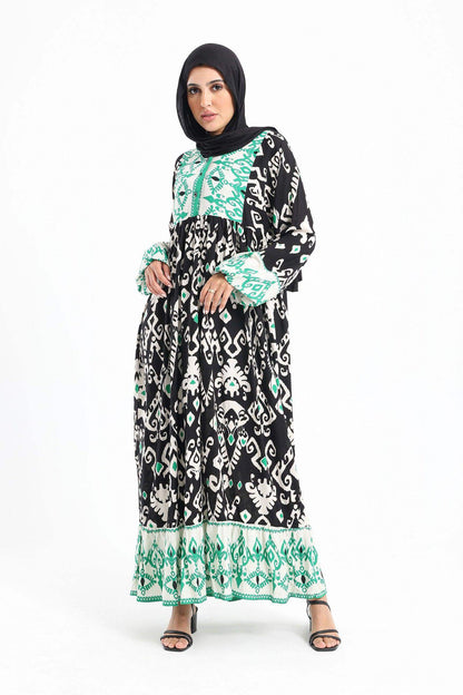 Half Placket Printed Dress - Carina - ÙƒØ§Ø±ÙŠÙ†Ø§