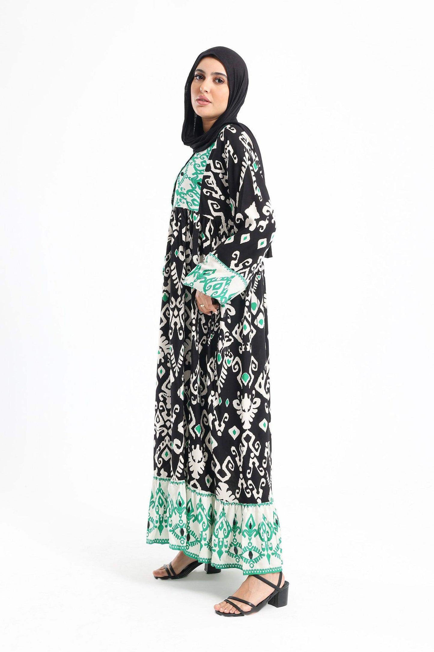 Half Placket Printed Dress - Carina - ÙƒØ§Ø±ÙŠÙ†Ø§