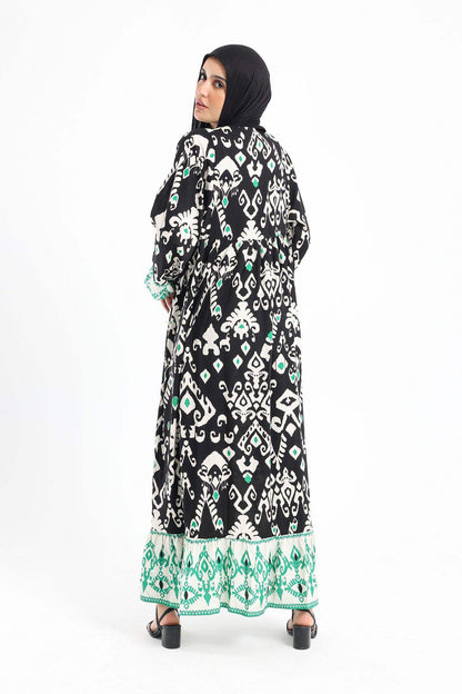 Half Placket Printed Dress - Carina - ÙƒØ§Ø±ÙŠÙ†Ø§