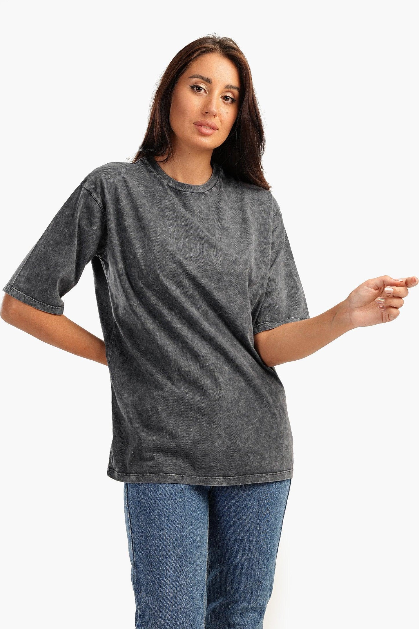 Heather Grey Cotton T-Shirt - Carina - ÙƒØ§Ø±ÙŠÙ†Ø§