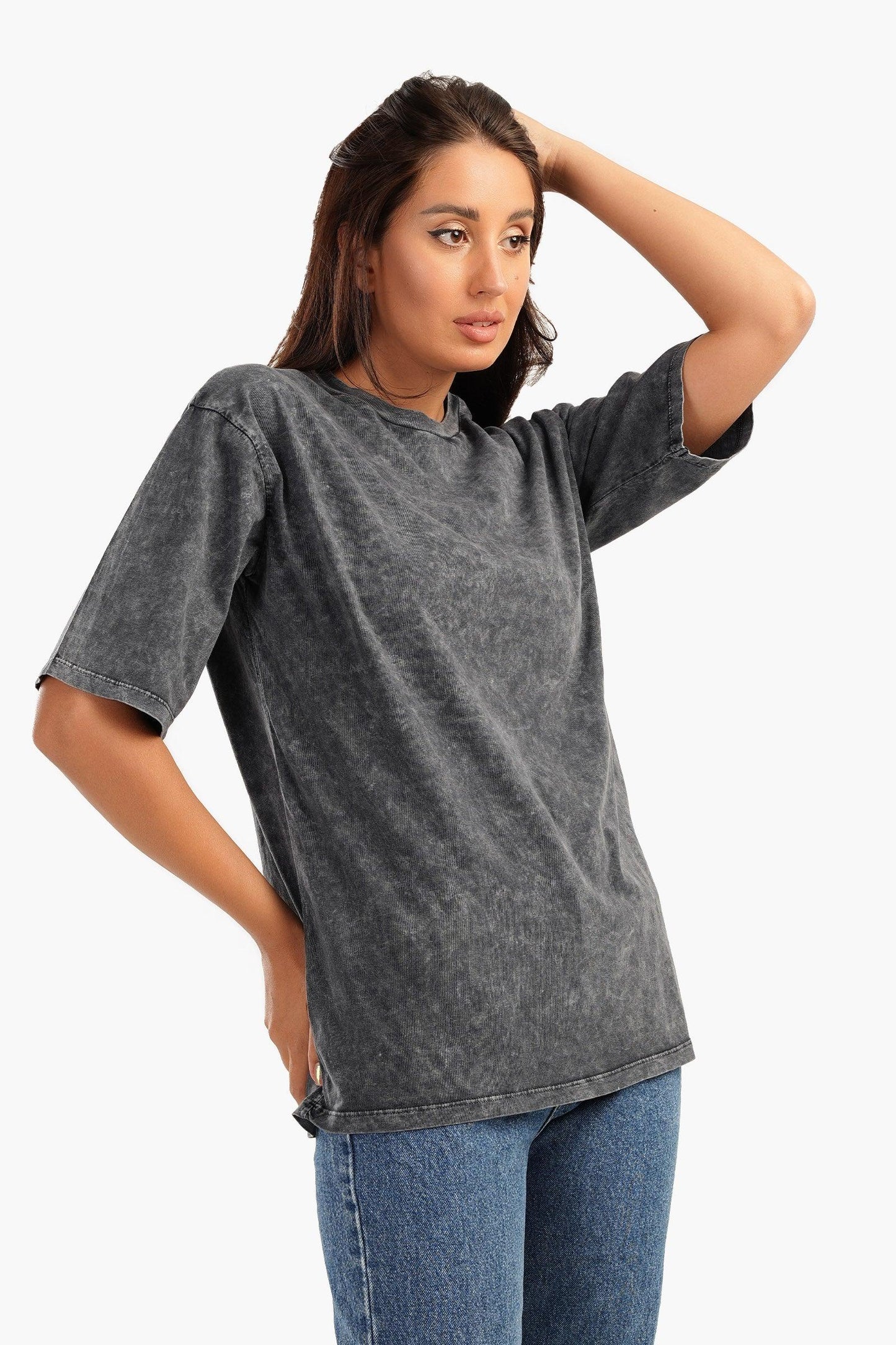 Heather Grey Cotton T-Shirt - Carina - ÙƒØ§Ø±ÙŠÙ†Ø§