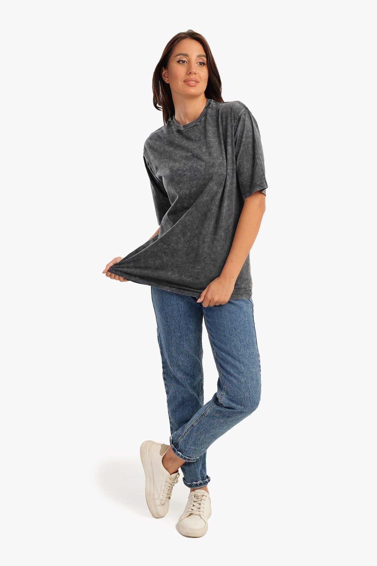 Heather Grey Cotton T-Shirt - Carina - ÙƒØ§Ø±ÙŠÙ†Ø§