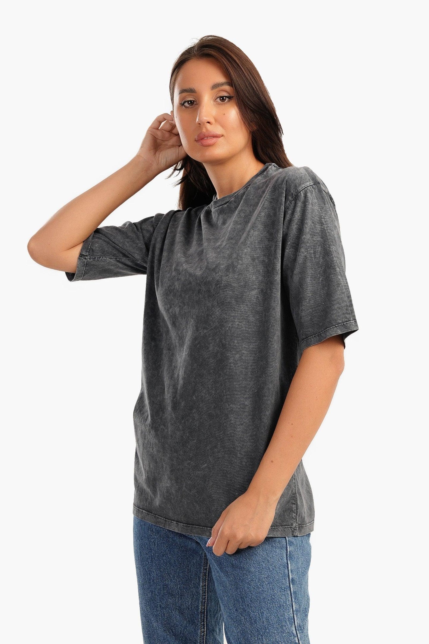 Heather Grey Cotton T-Shirt - Carina - ÙƒØ§Ø±ÙŠÙ†Ø§