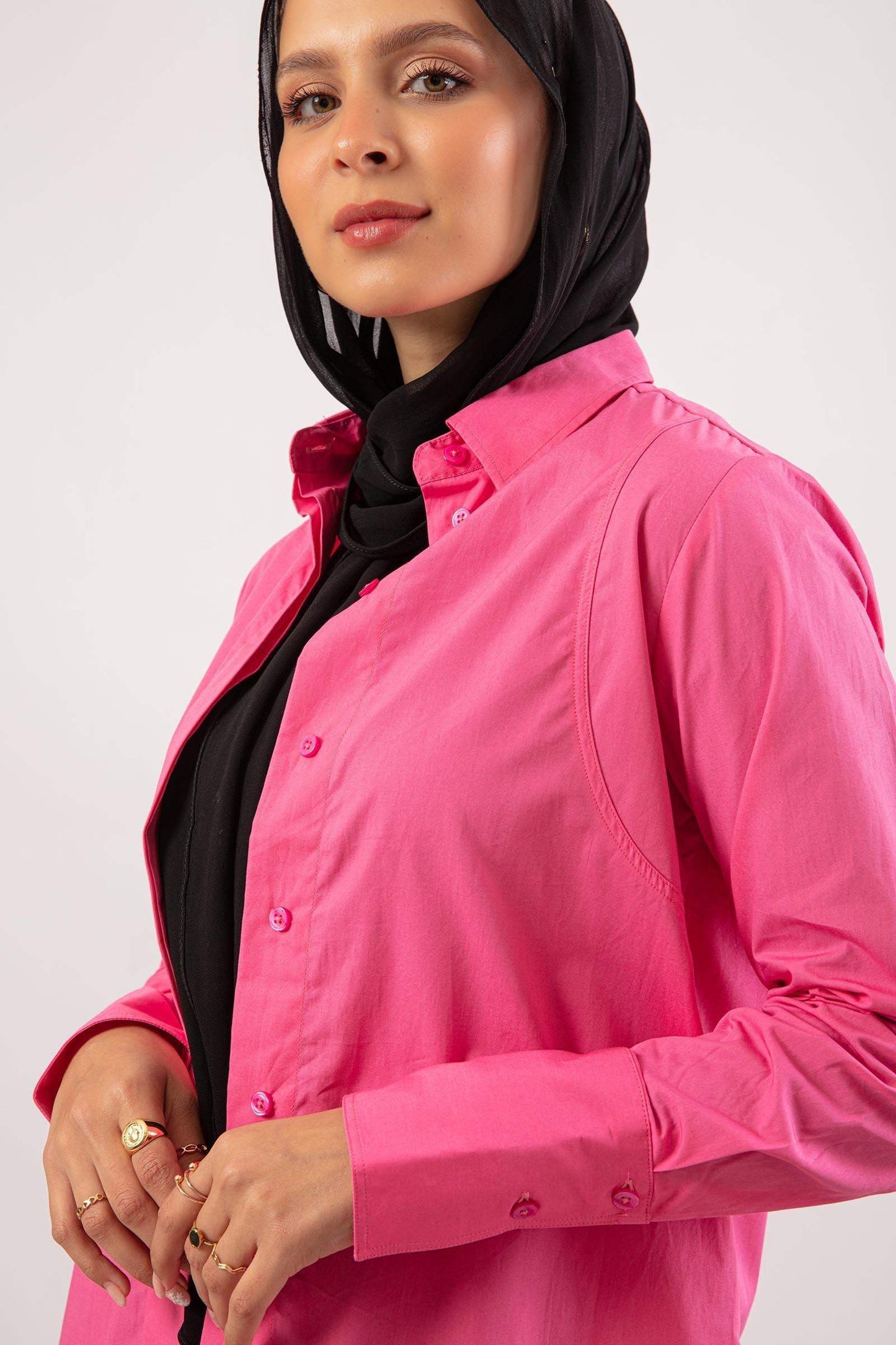 Hidden Button Placket Shirt - Carina - ÙƒØ§Ø±ÙŠÙ†Ø§