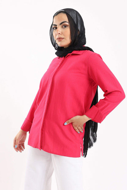 Hidden Placket Basic Shirt - Carina - ÙƒØ§Ø±ÙŠÙ†Ø§