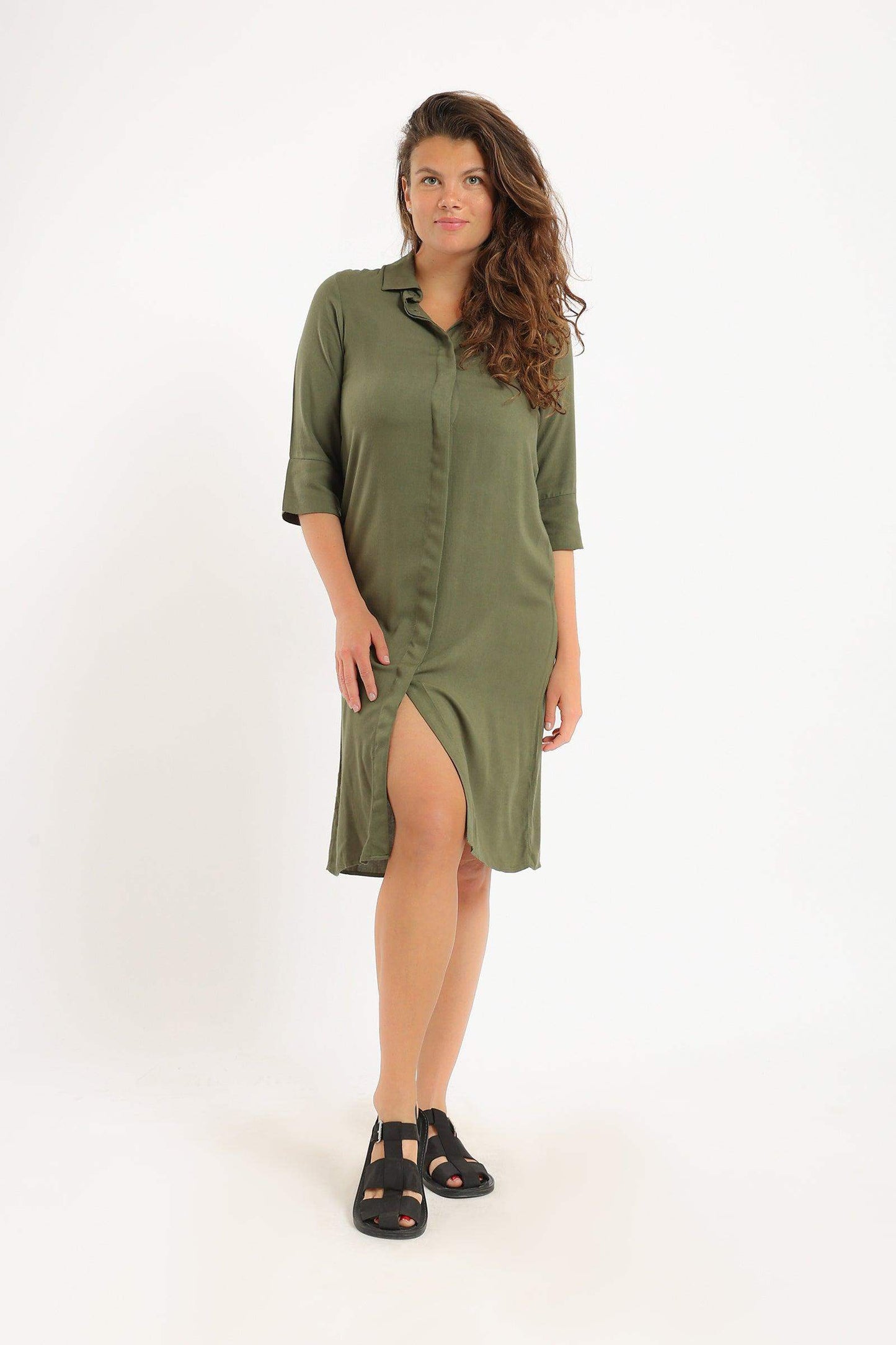 Hidden Placket Shirt Dress - Carina - ÙƒØ§Ø±ÙŠÙ†Ø§