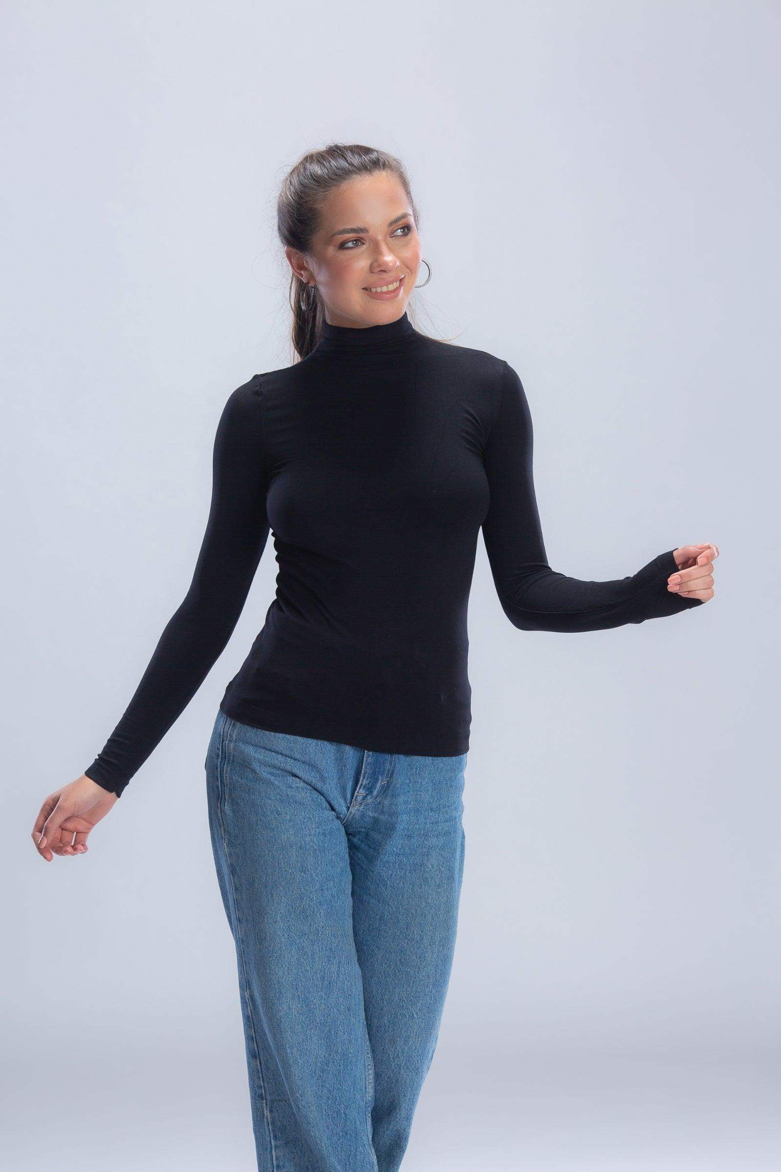 High Neck Long Sleeve Top - Carina - ÙƒØ§Ø±ÙŠÙ†Ø§