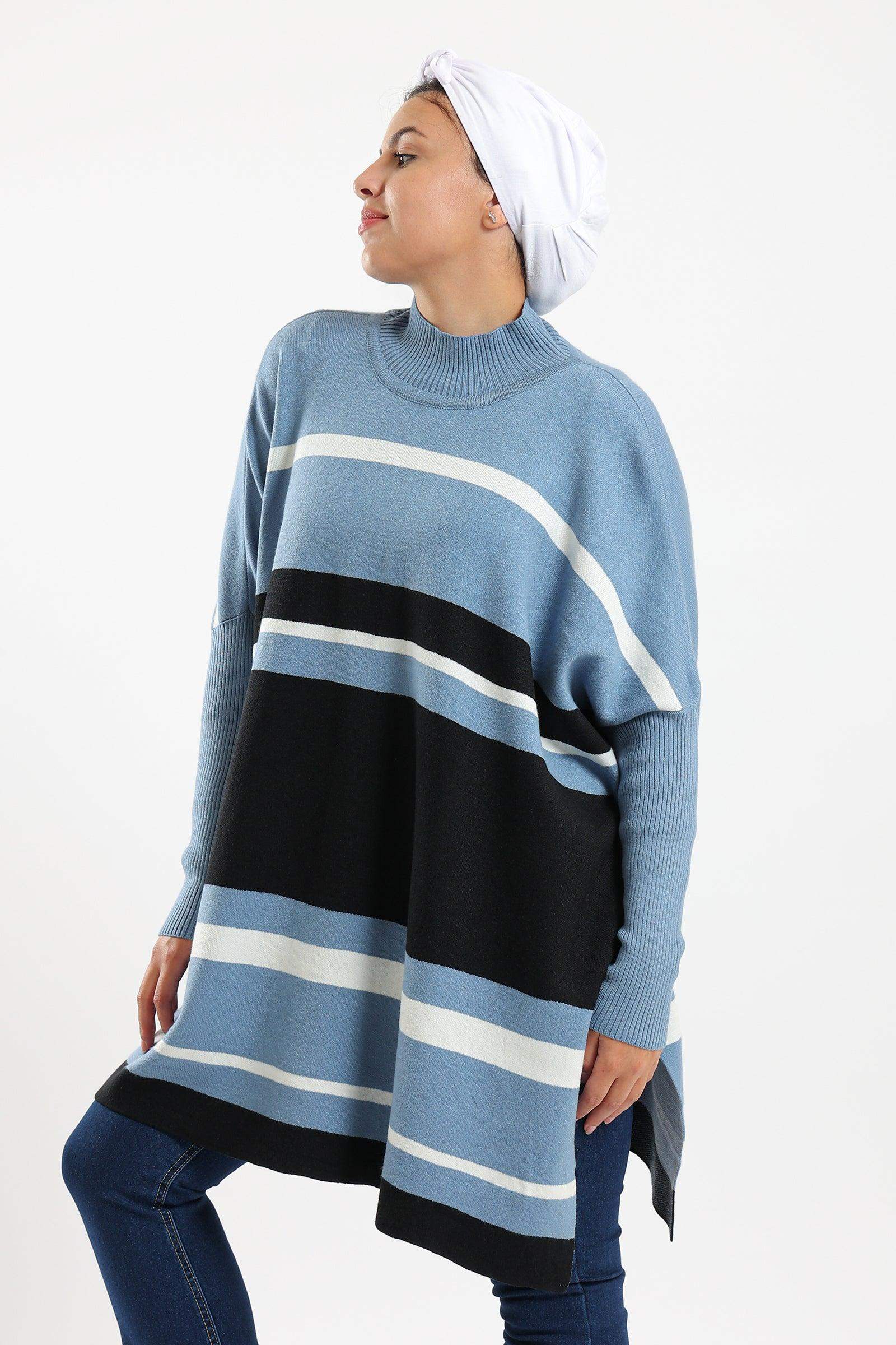 High Neck Striped Poncho - Carina - ÙƒØ§Ø±ÙŠÙ†Ø§