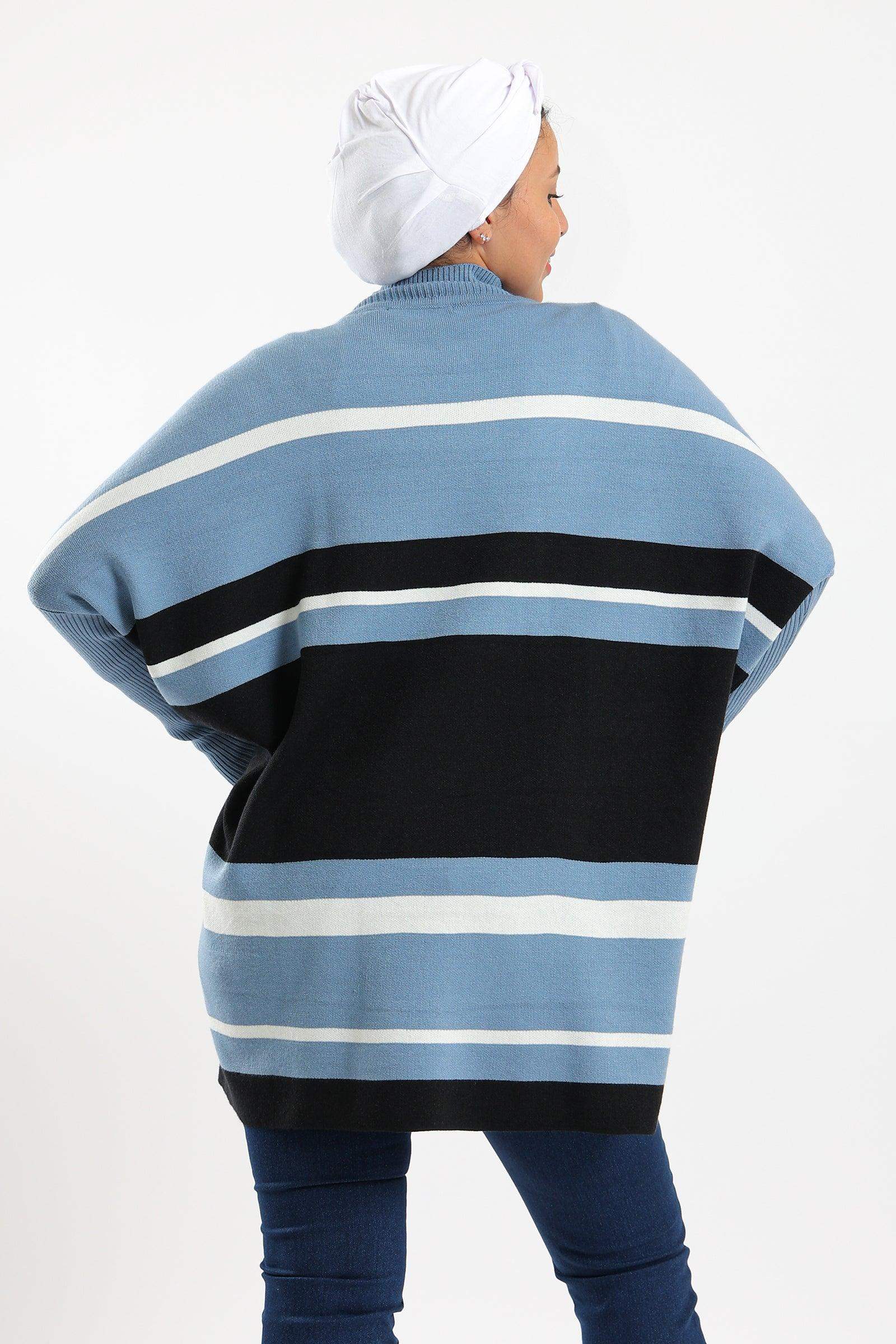 High Neck Striped Poncho - Carina - ÙƒØ§Ø±ÙŠÙ†Ø§