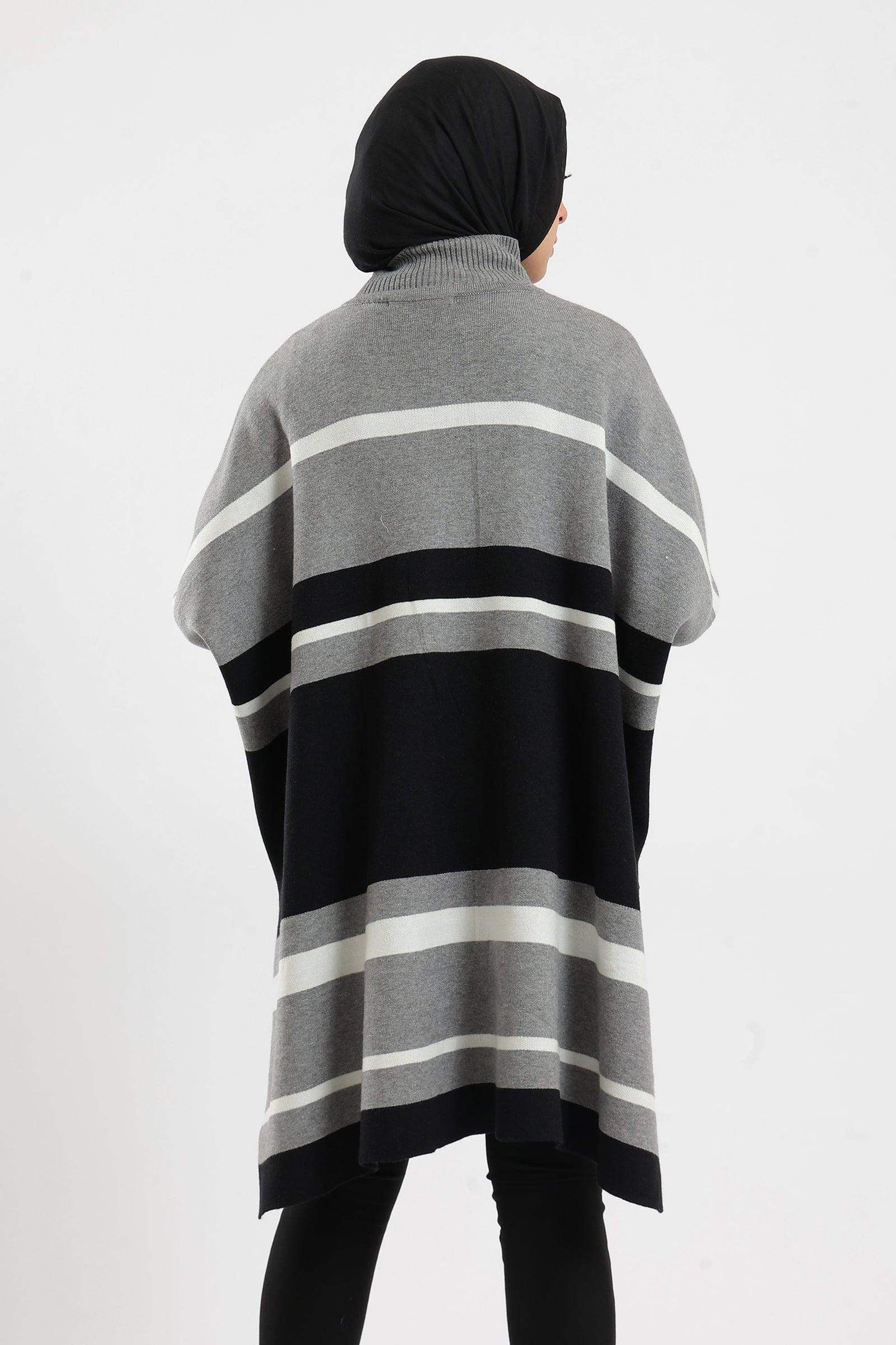 High Neck Striped Poncho - Carina - ÙƒØ§Ø±ÙŠÙ†Ø§