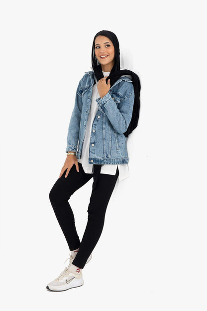 Hooded Denim Jacket - Carina - ÙƒØ§Ø±ÙŠÙ†Ø§