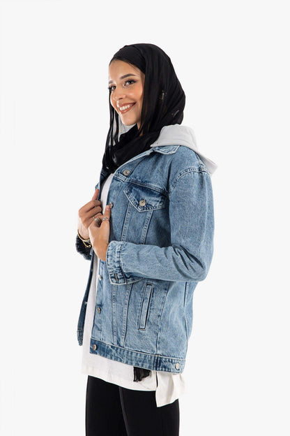 Hooded Denim Jacket - Carina - ÙƒØ§Ø±ÙŠÙ†Ø§