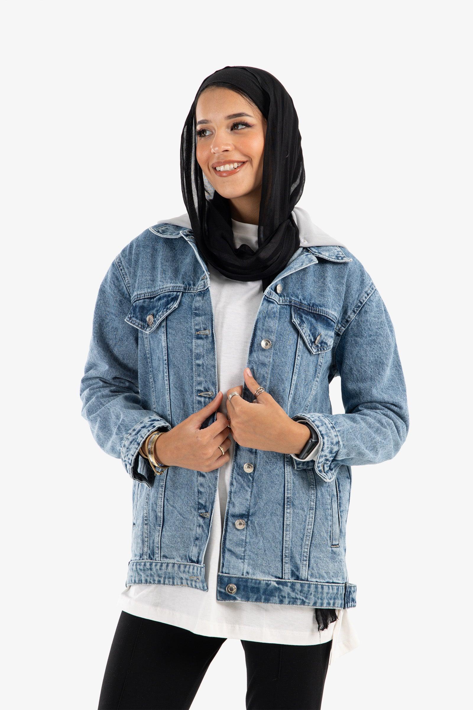 Hooded Denim Jacket - Carina - ÙƒØ§Ø±ÙŠÙ†Ø§