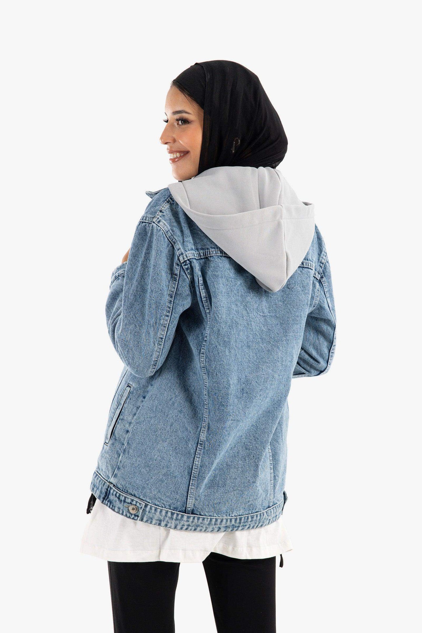 Hooded Denim Jacket - Carina - ÙƒØ§Ø±ÙŠÙ†Ø§