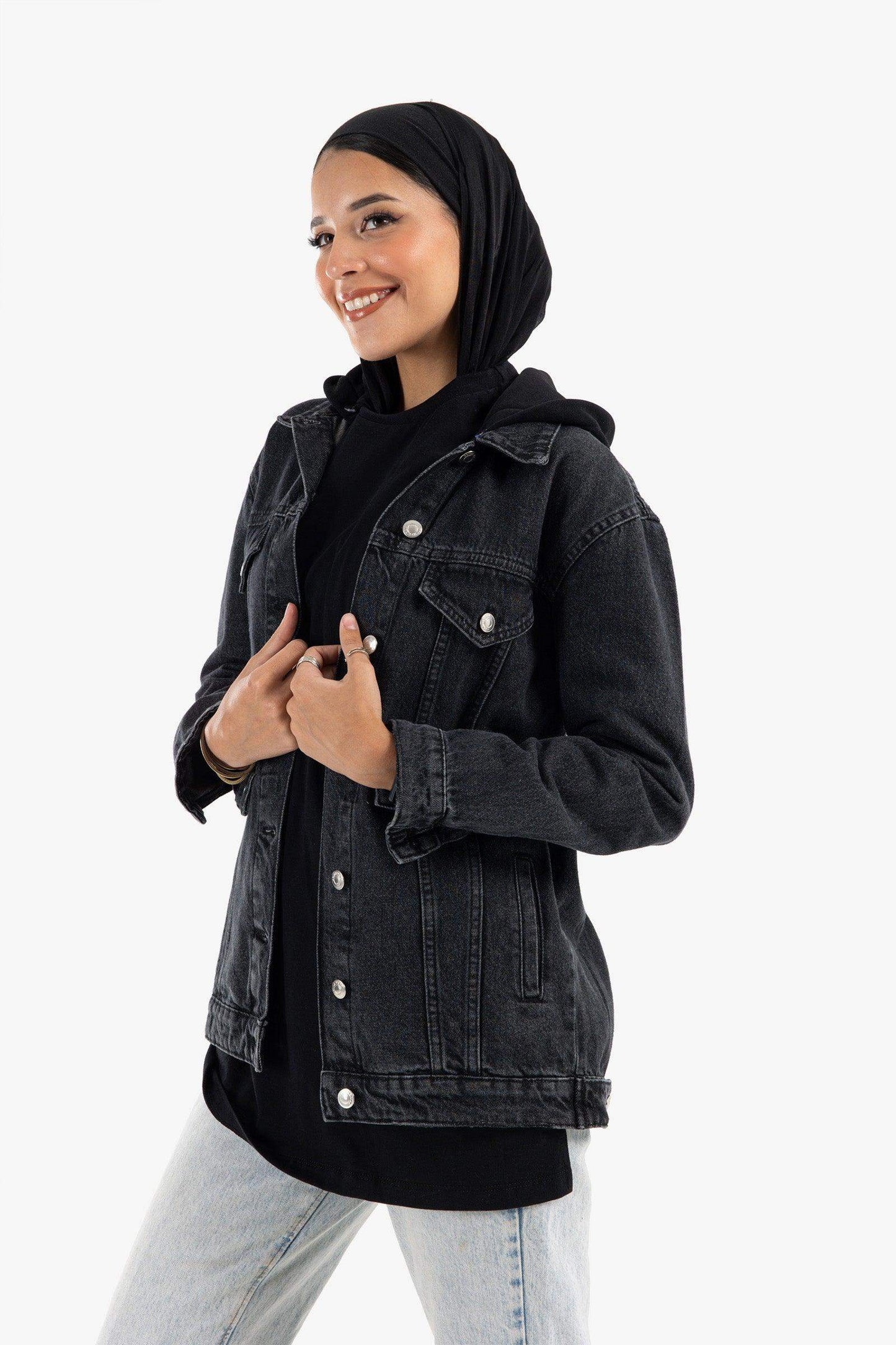 Hooded Denim Jacket - Carina - ÙƒØ§Ø±ÙŠÙ†Ø§