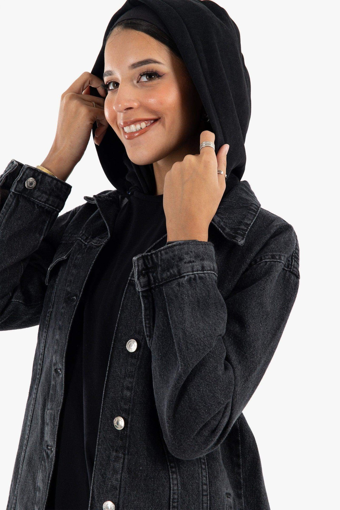 Hooded Denim Jacket - Carina - ÙƒØ§Ø±ÙŠÙ†Ø§