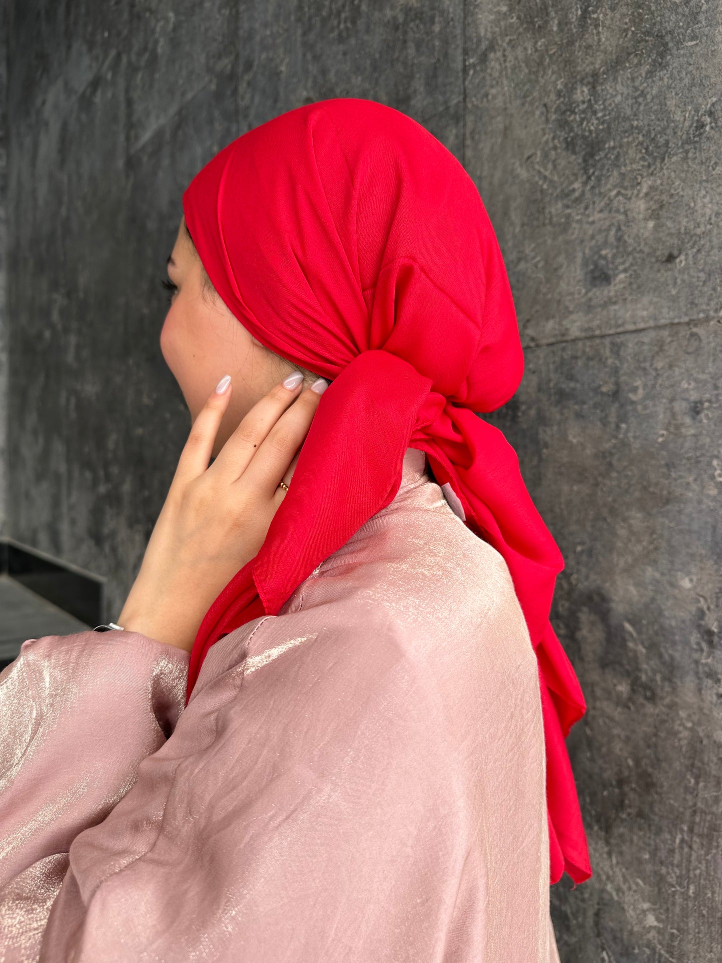 Soft Cotton Squared Scarf – Red