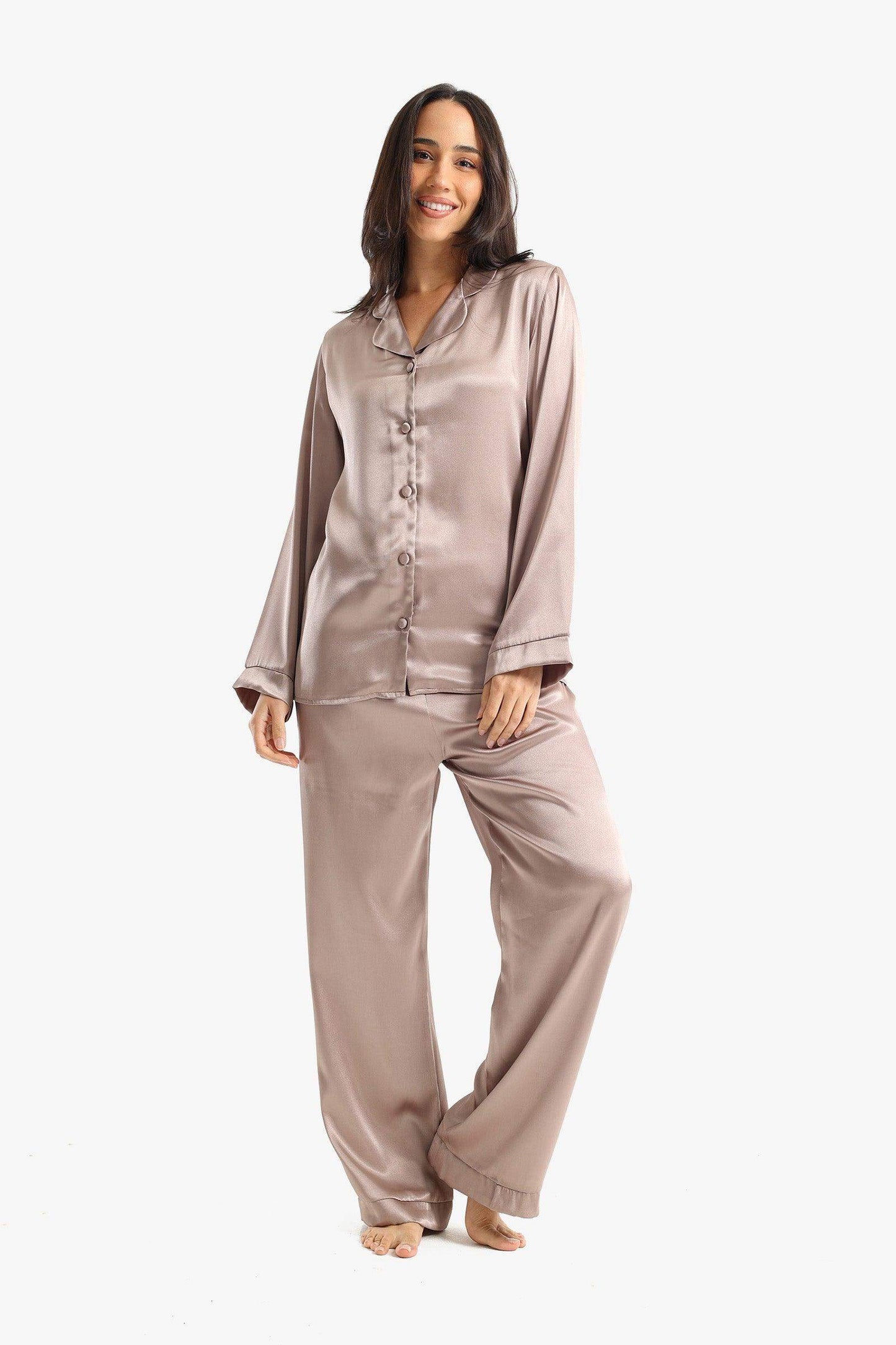 Ivory Long Sleeves Pyjama Set - Carina - ÙƒØ§Ø±ÙŠÙ†Ø§