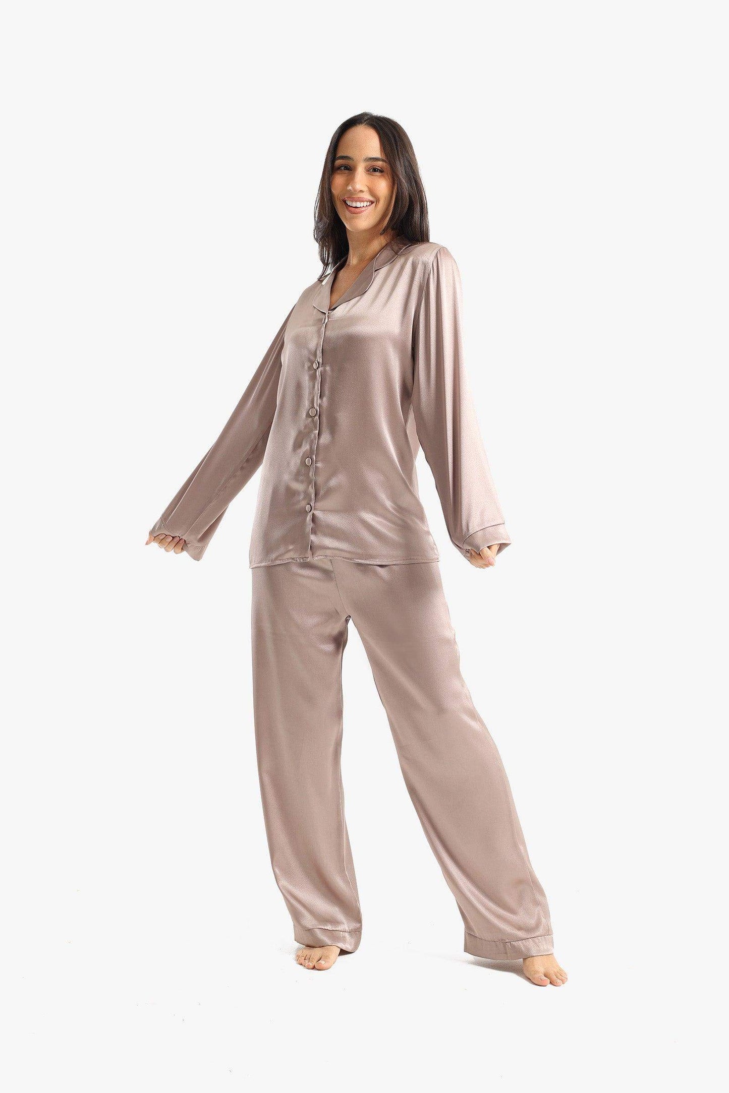 Ivory Long Sleeves Pyjama Set - Carina - ÙƒØ§Ø±ÙŠÙ†Ø§