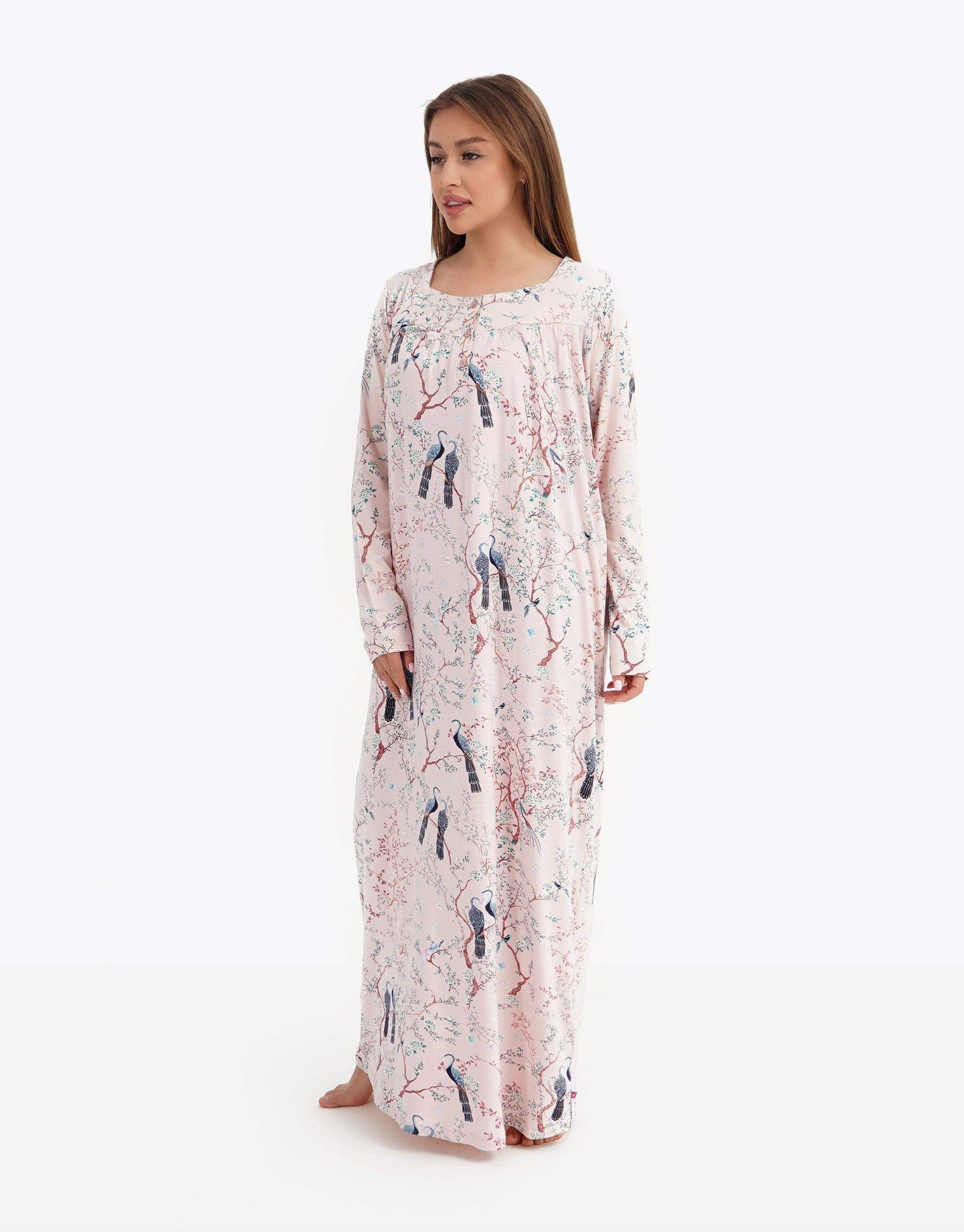 Jersey Printed Maxi Nightgown - Carina - ÙƒØ§Ø±ÙŠÙ†Ø§