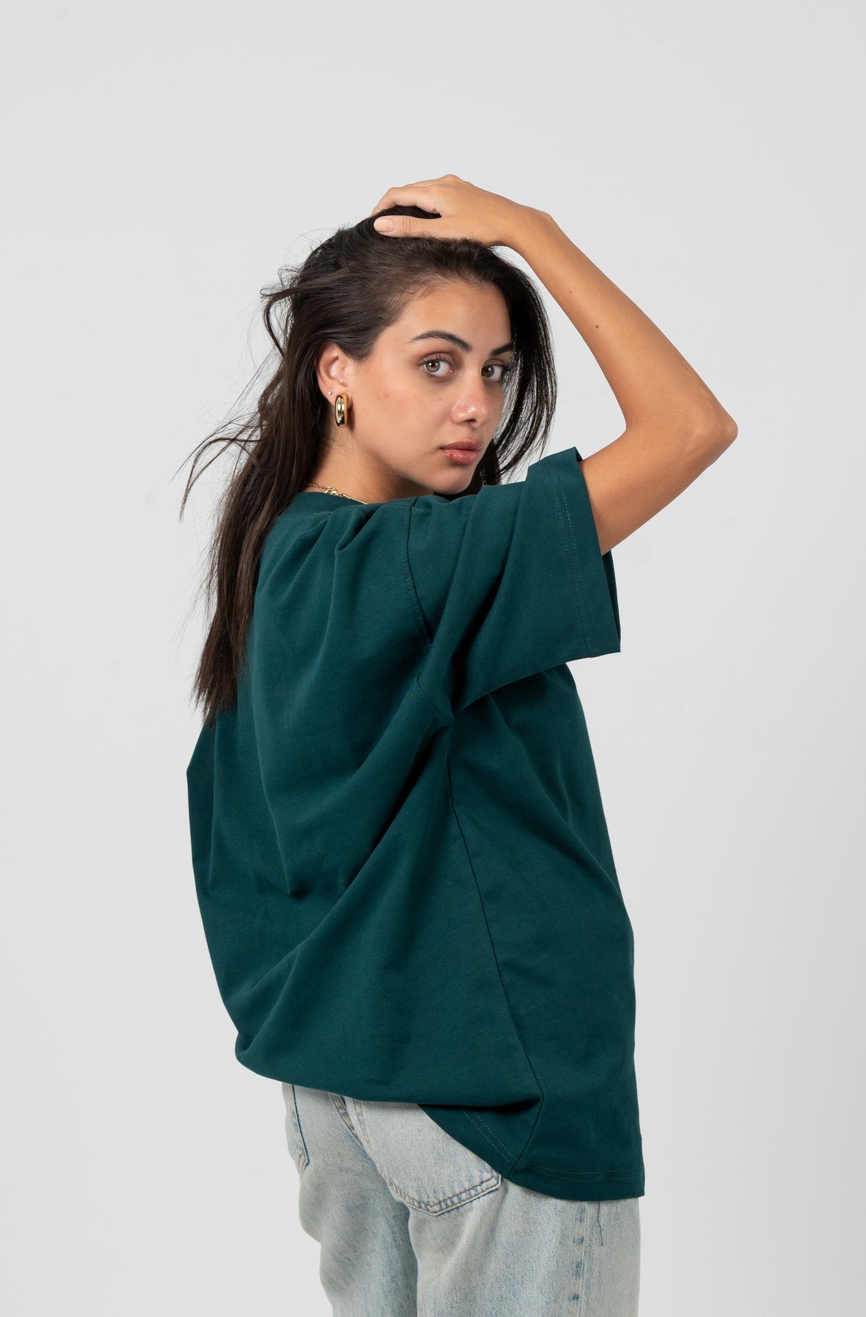 Cotton Solid Oversized T-Shirt – Dark Green
