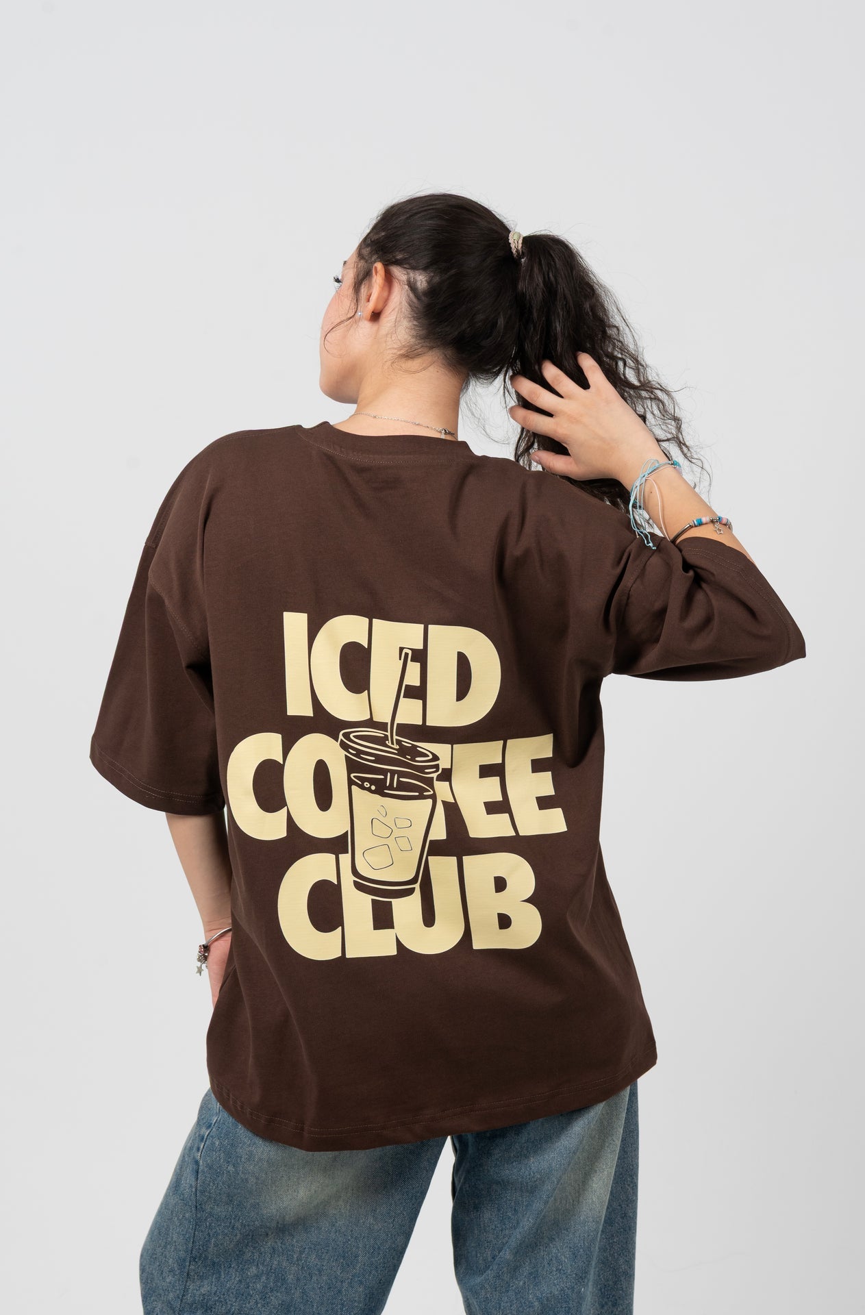 Cotton Printed Oversized T-Shirt – Brown