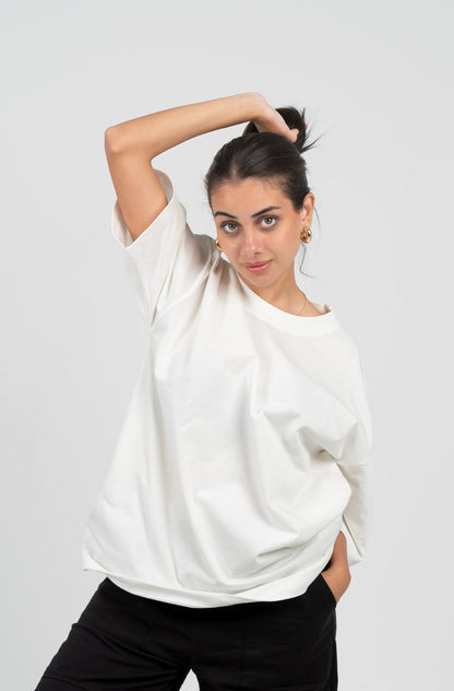 Cotton Solid Oversized T-Shirt – White