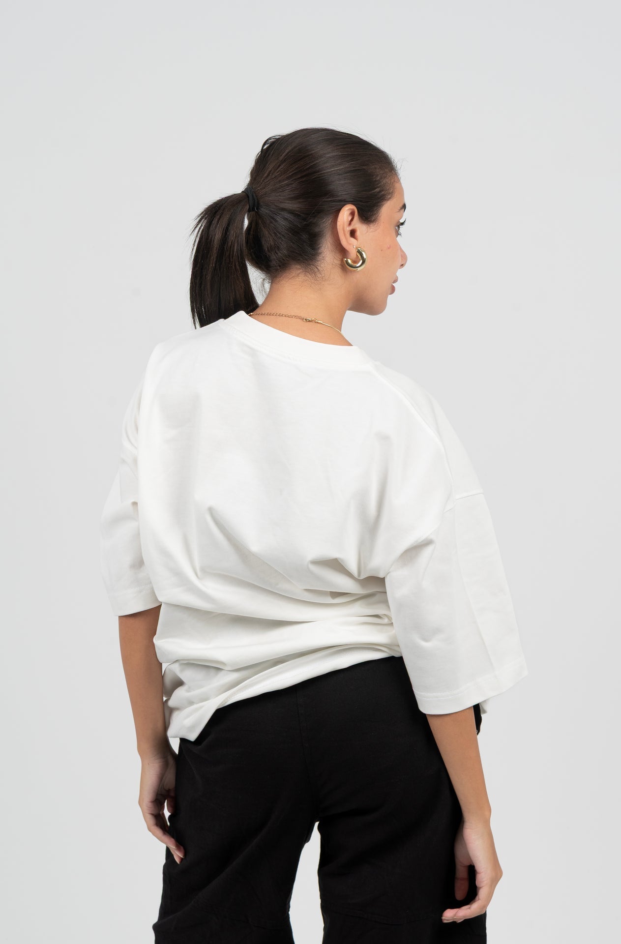 Cotton Solid Oversized T-Shirt – White