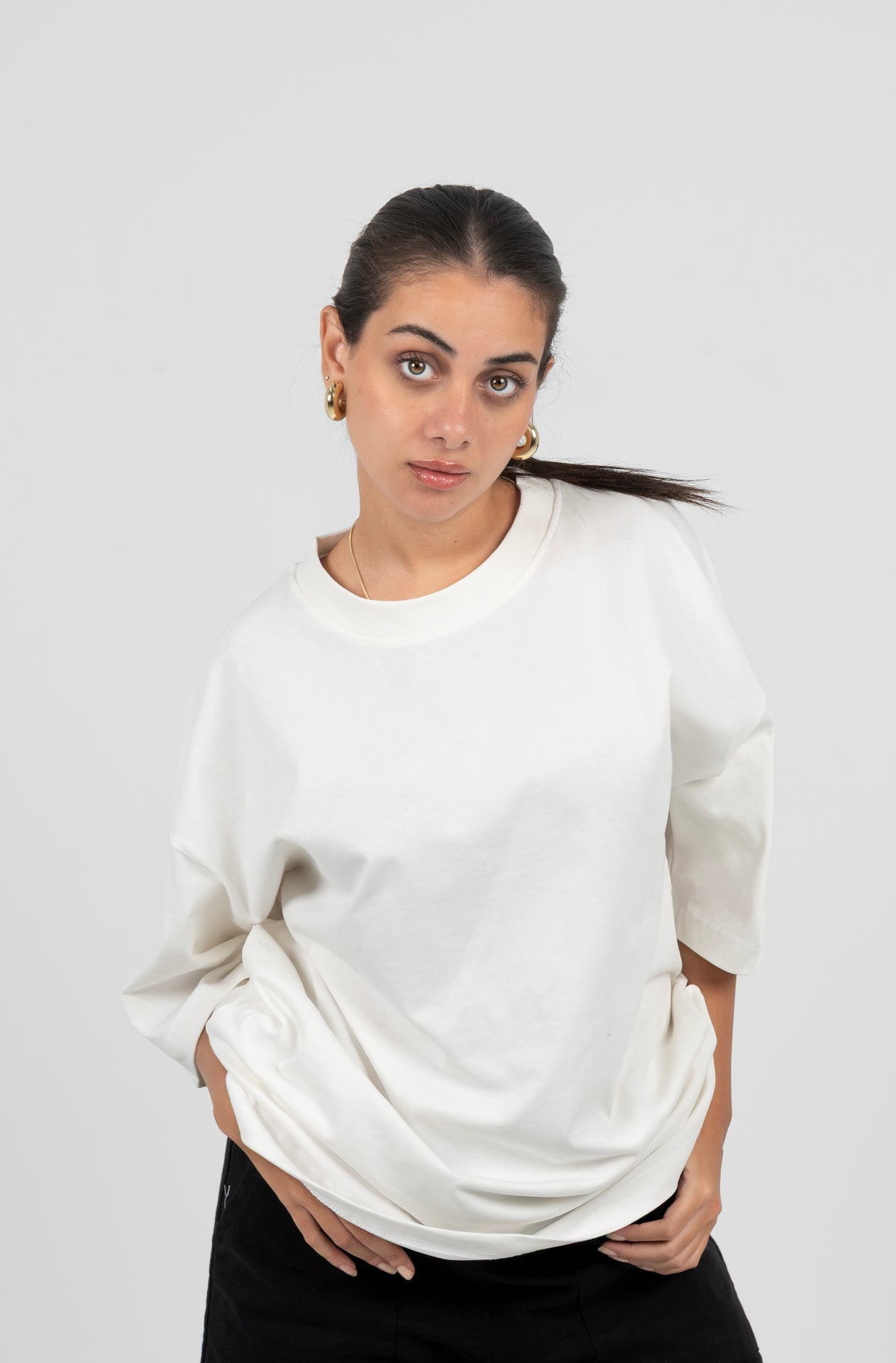 Cotton Solid Oversized T-Shirt – White