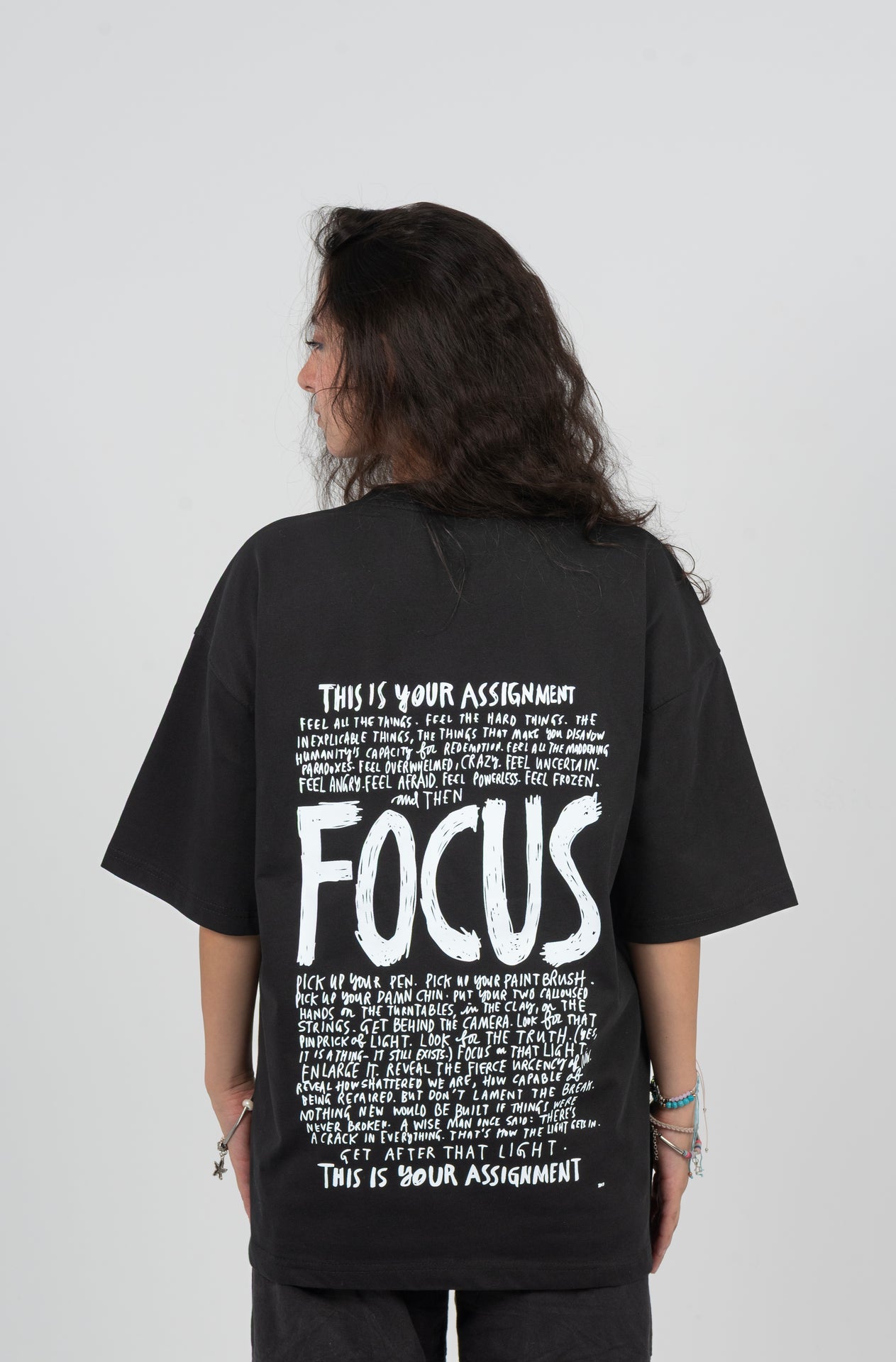 Cotton Printed Oversized T-Shirt – Black