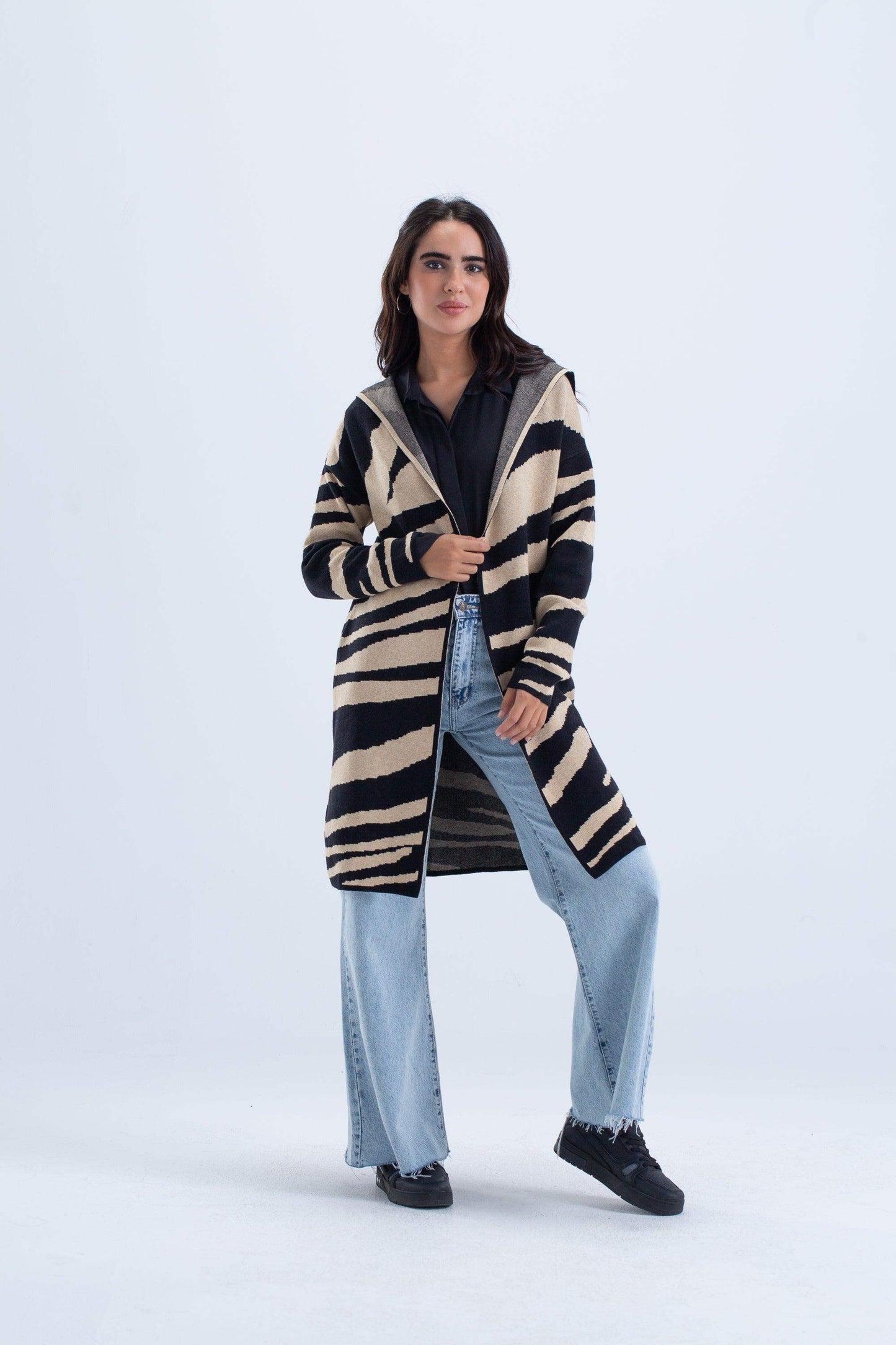 Knee Length Hooded Cardigan - Carina - ÙƒØ§Ø±ÙŠÙ†Ø§