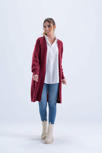 Knee Length Knitted Cardigan - Carina - ÙƒØ§Ø±ÙŠÙ†Ø§