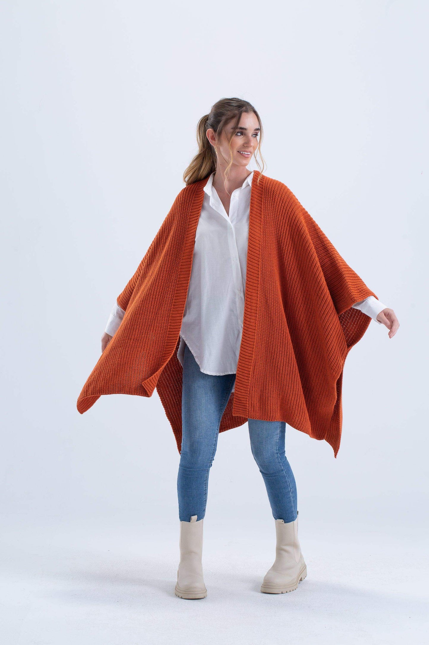 Knitted Open Front Poncho - Carina - ÙƒØ§Ø±ÙŠÙ†Ø§