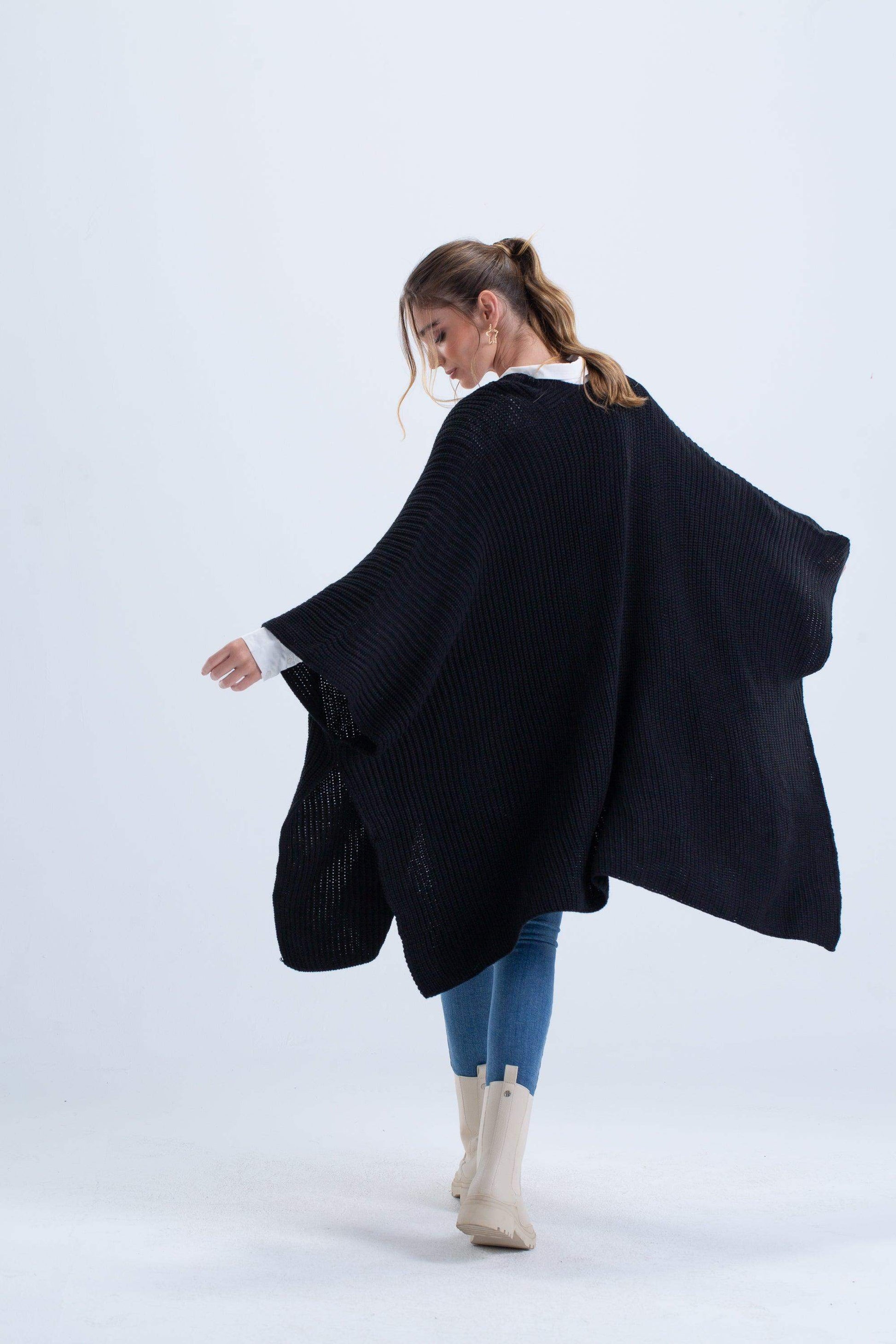 Knitted Open Front Poncho - Carina - ÙƒØ§Ø±ÙŠÙ†Ø§