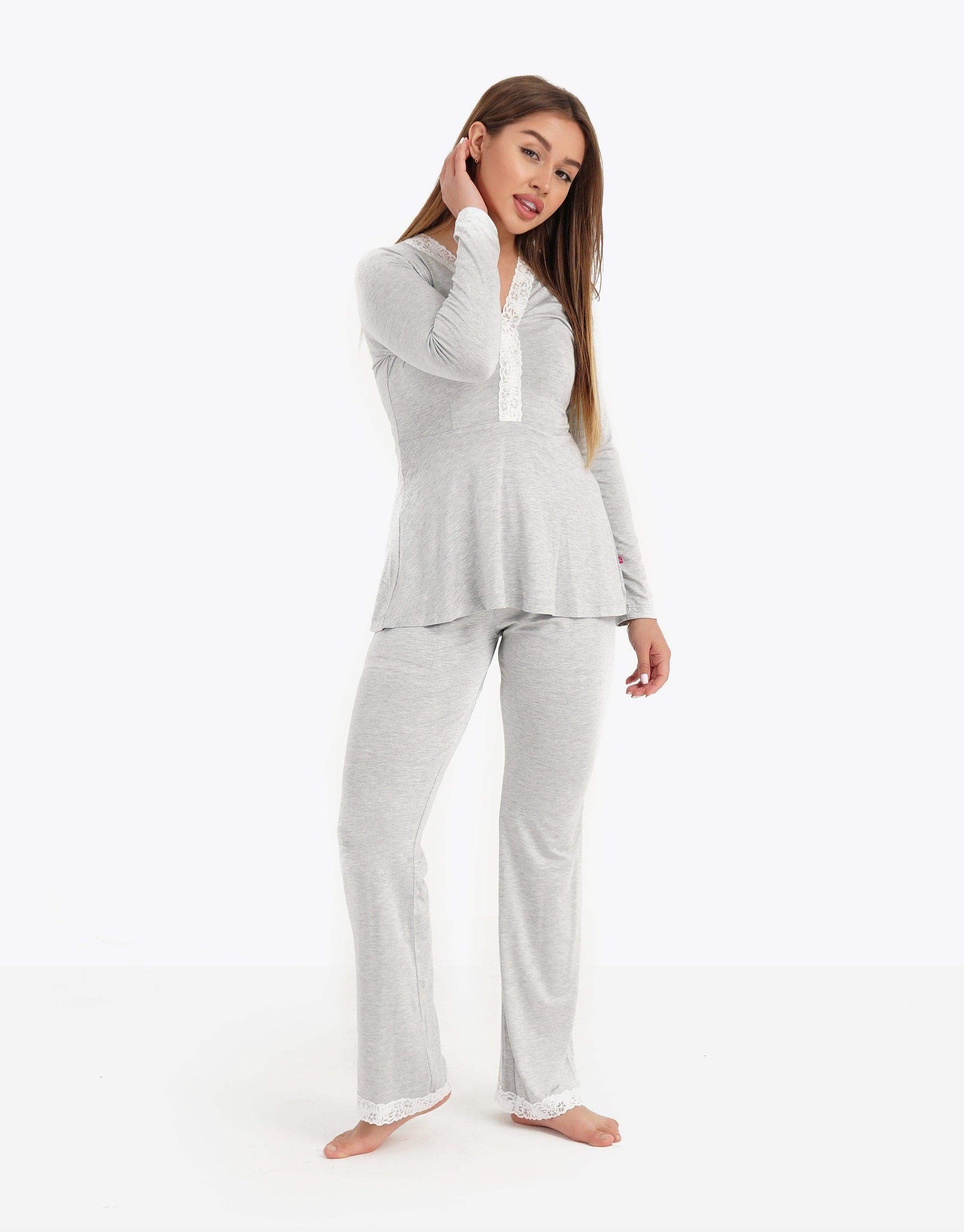 Lace Long Sleeve Pyjama Set - Carina - ÙƒØ§Ø±ÙŠÙ†Ø§