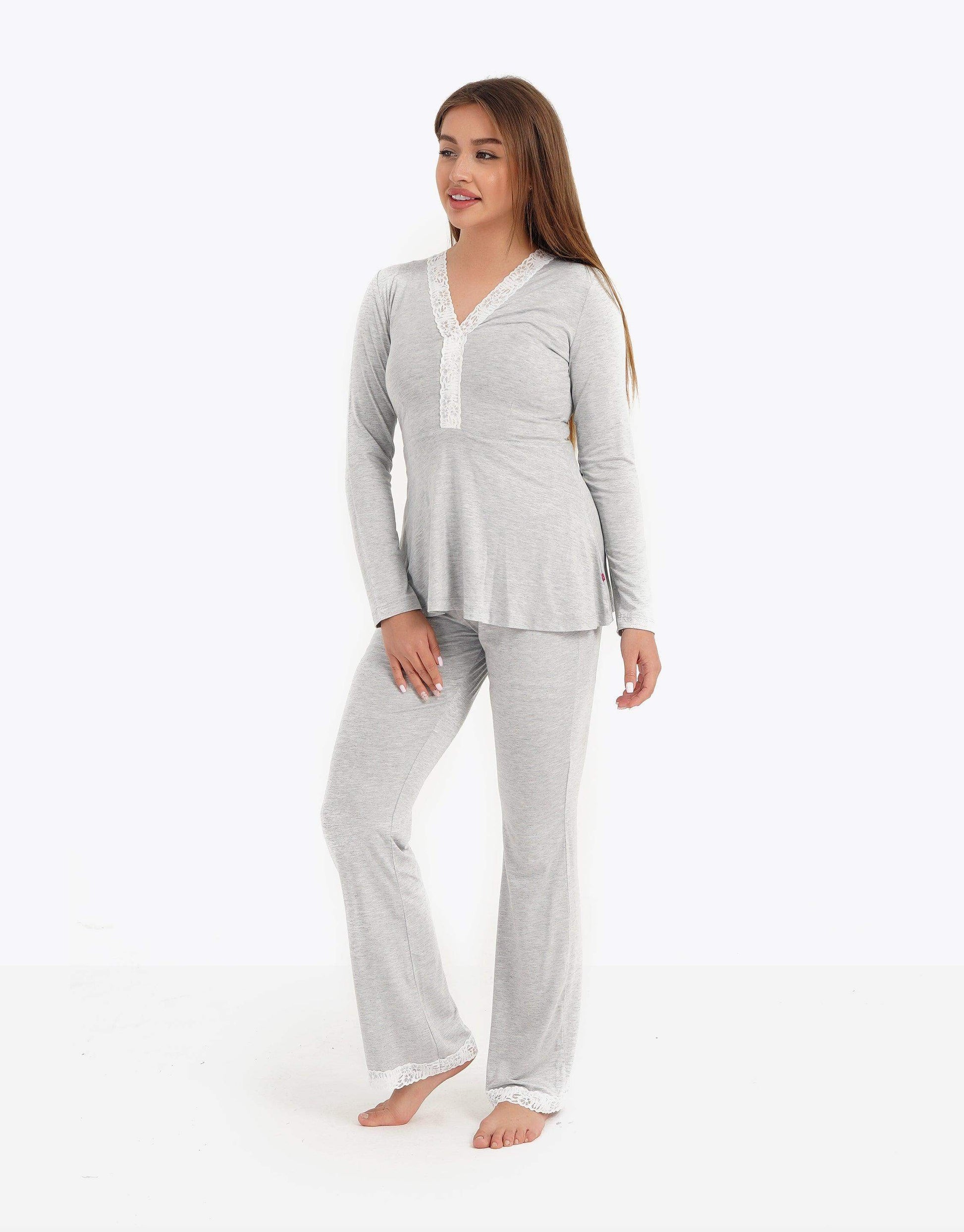 Lace Long Sleeve Pyjama Set - Carina - ÙƒØ§Ø±ÙŠÙ†Ø§