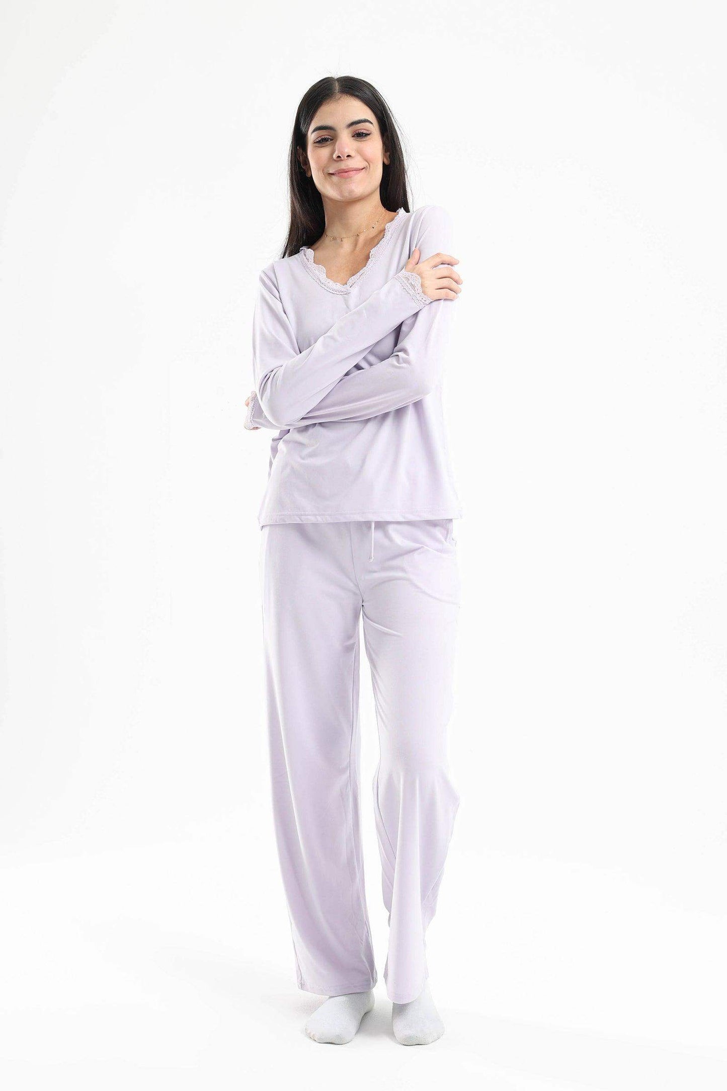 Lace V-Neck Pyjama Set - Carina - ÙƒØ§Ø±ÙŠÙ†Ø§