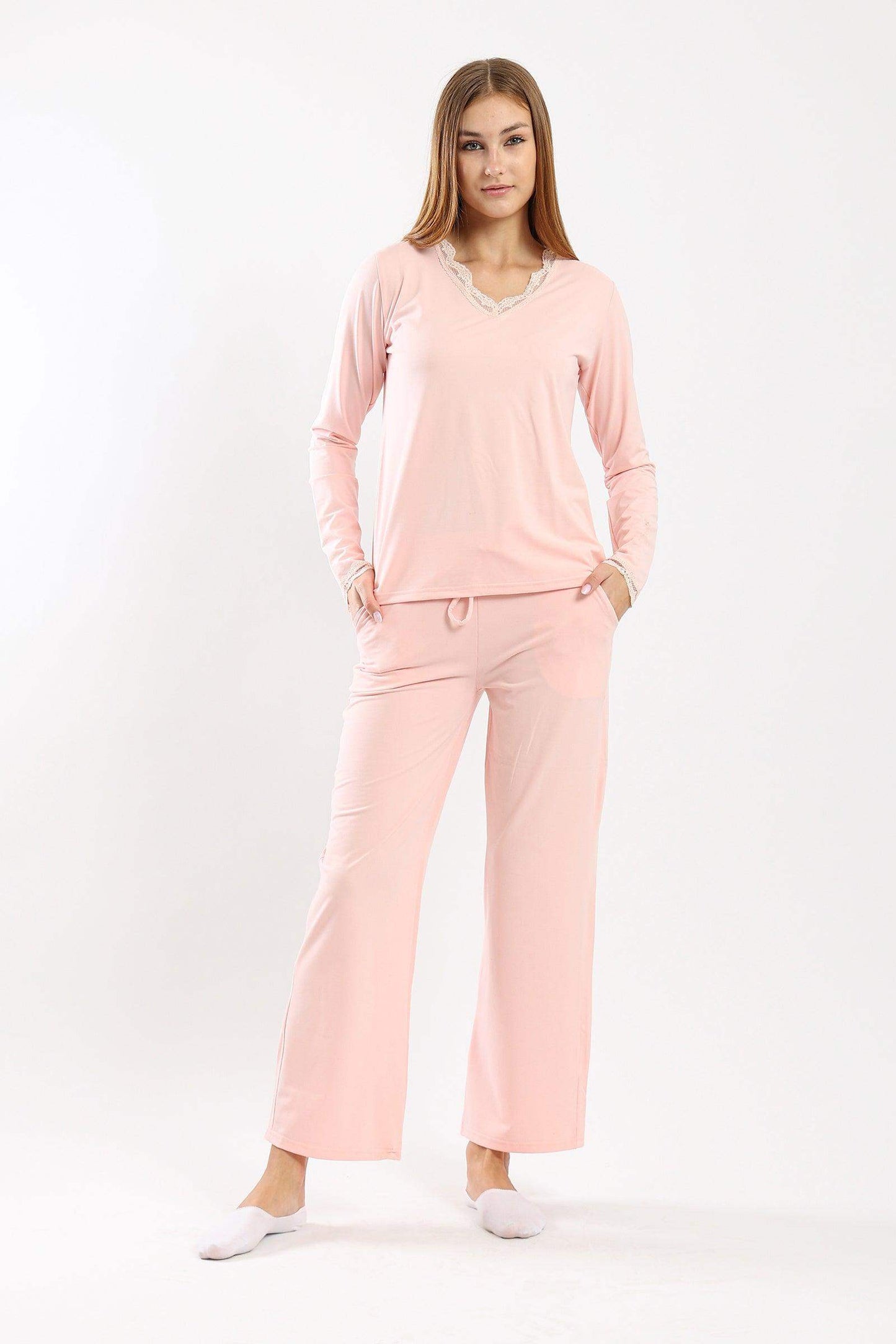 Lace V-Neck Pyjama Set - Carina - ÙƒØ§Ø±ÙŠÙ†Ø§