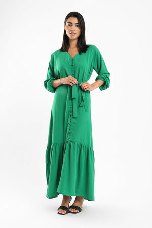 Lantern Sleeves Ruffle Hem Dress - Clue Wear