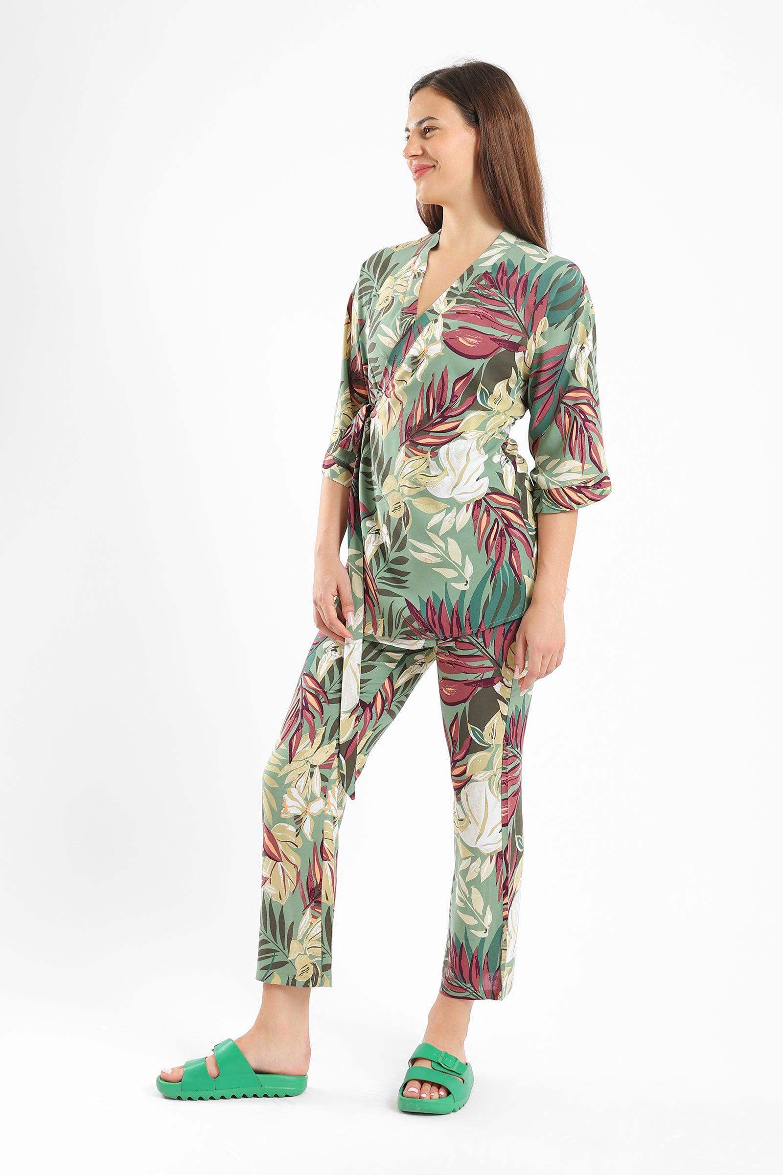 Leafy Printed Pyjama Set - Carina - ÙƒØ§Ø±ÙŠÙ†Ø§